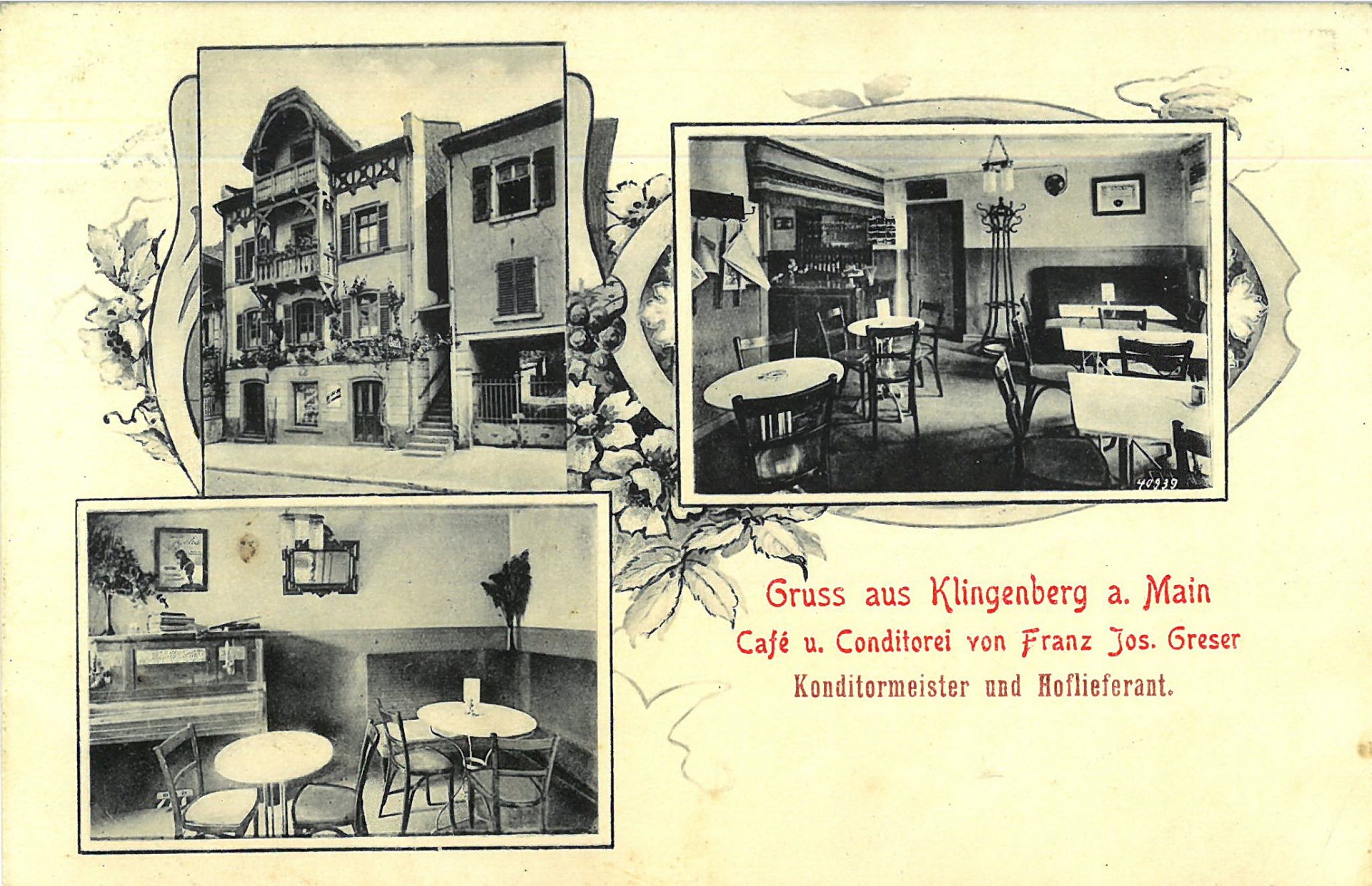 Ansichtskarte des Cafés Greser in der Ludwigstraße um 1920