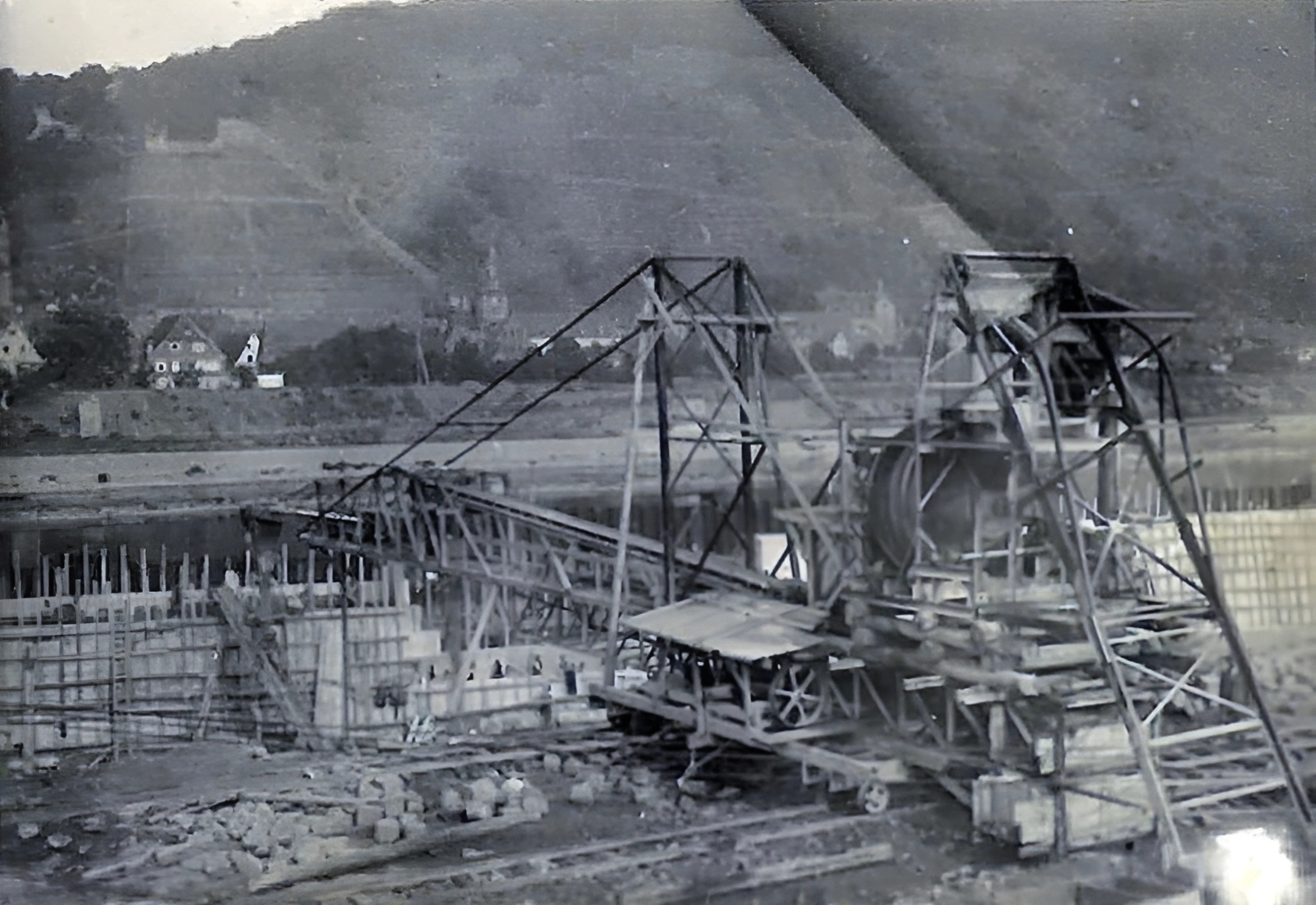 Bau der Schleusenkammer 1929