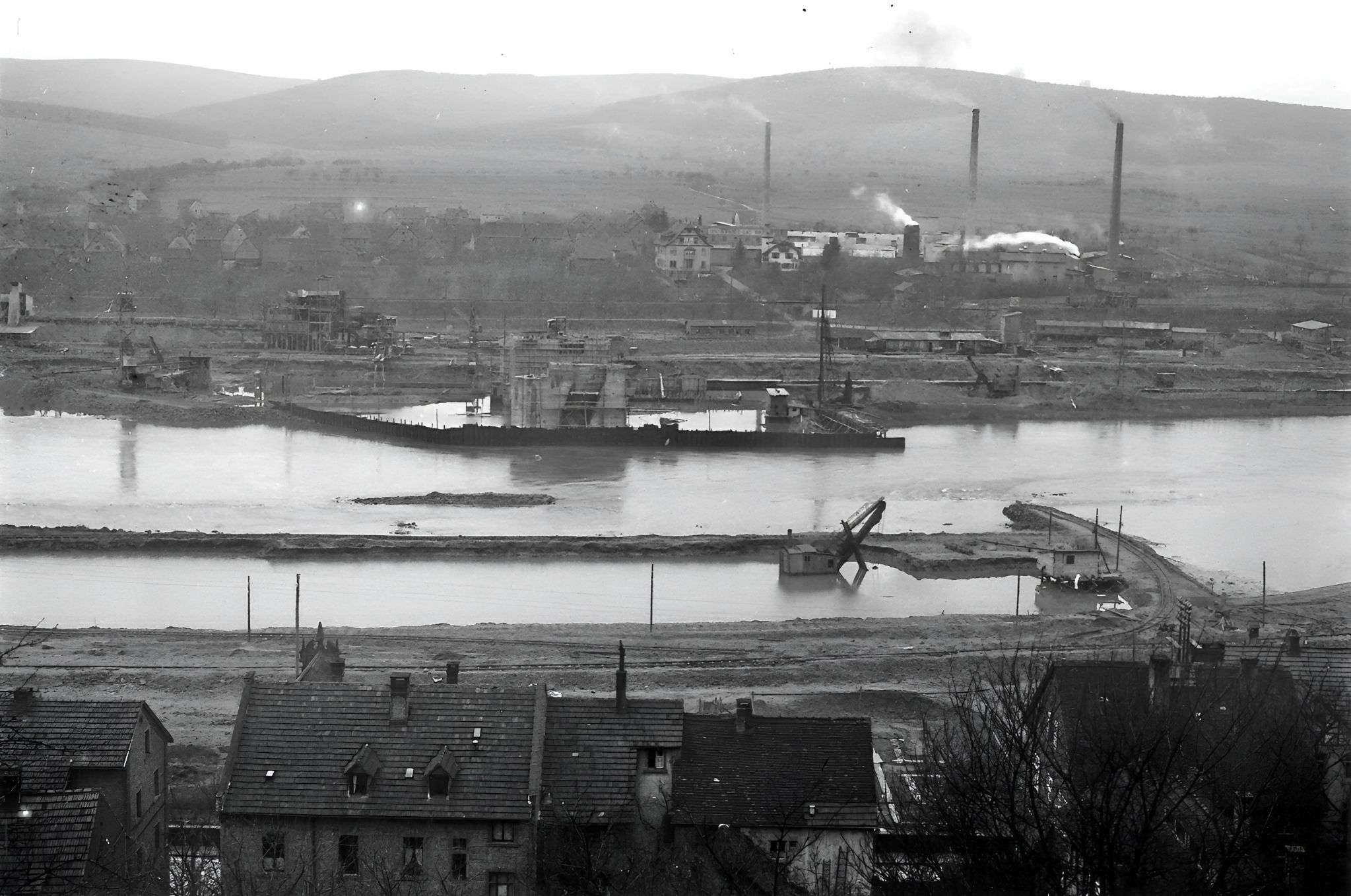 Bau der Staustufe 1929