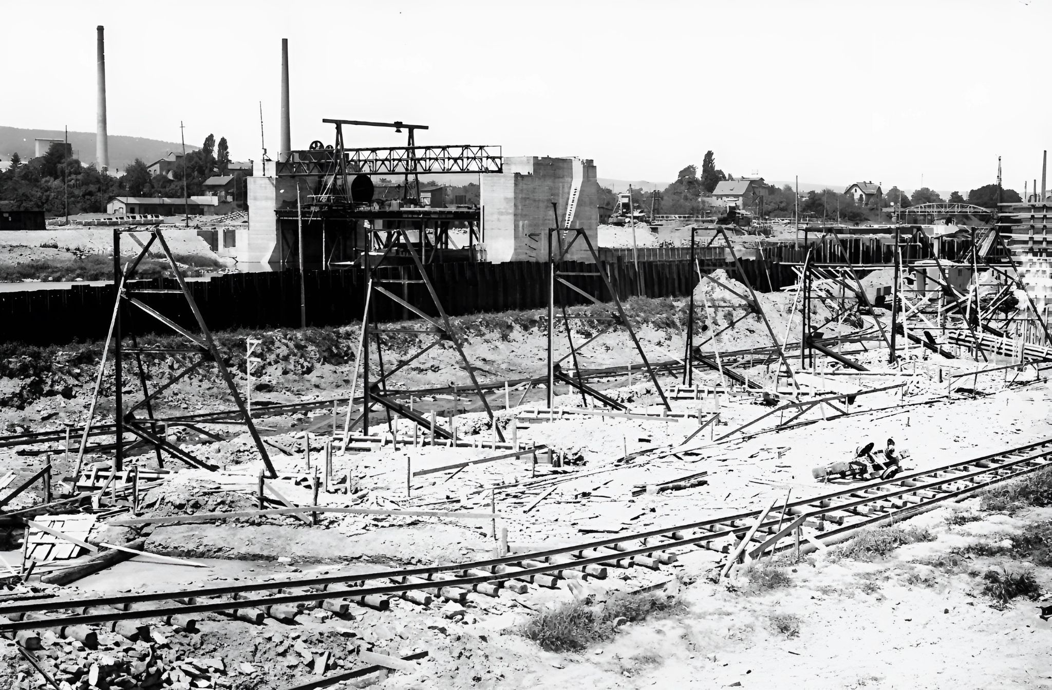 Bau der Staustufe 1929