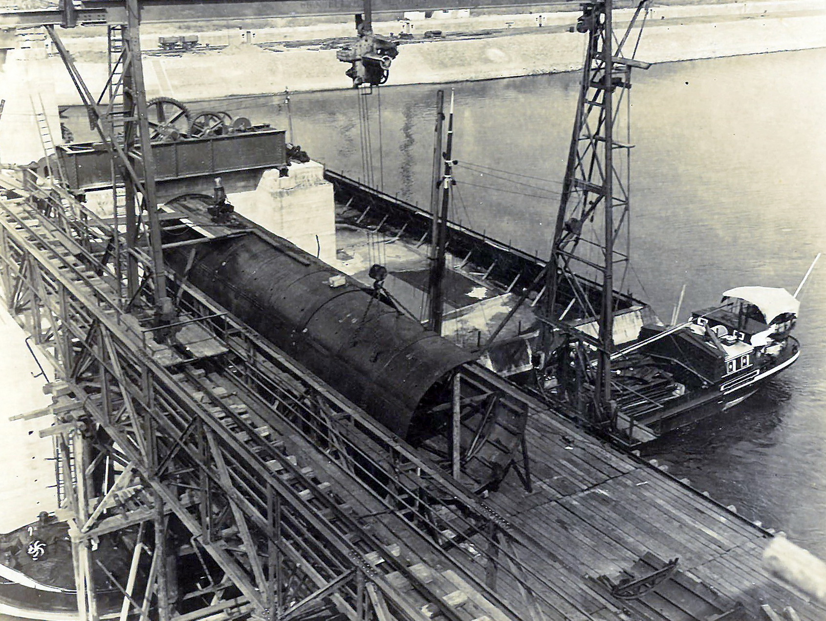 Bau der Staustufe 1929