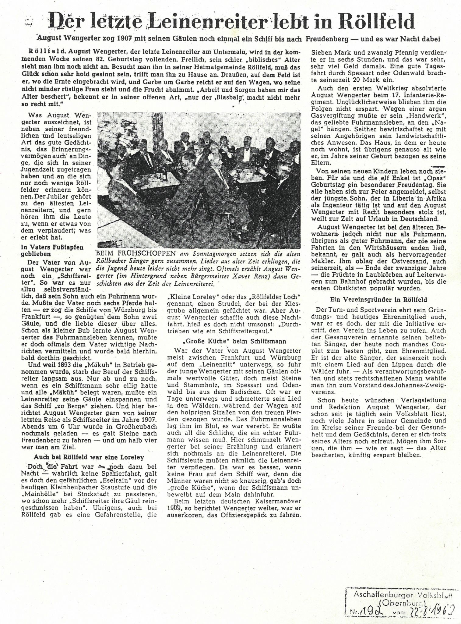 Zeitungsartikel zum letzten Leinreiter