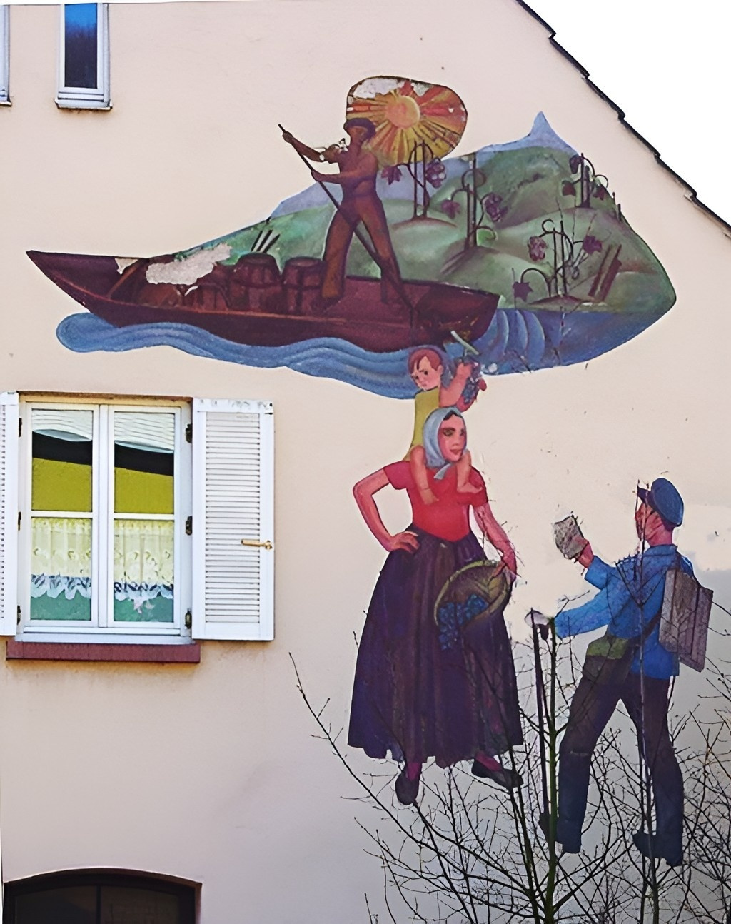 Ehem. Gemälde auf der Rückseite des einstigen Postgebäudes am Marktplatz