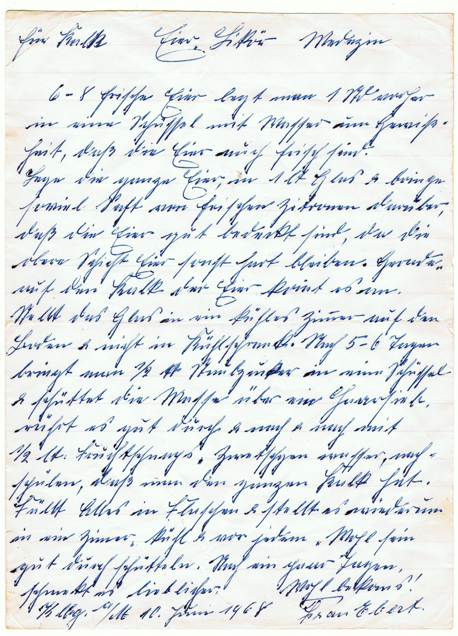 Eierlikörrezept von Eva Ebert 1968