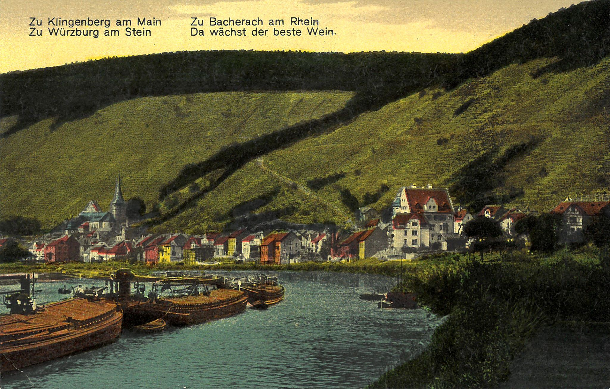 colorierte Ansichtskarte mit "Määkuh" um 1920