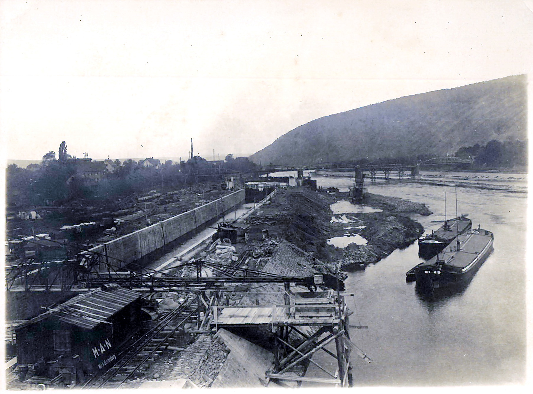 Bau der Staustufe 1929