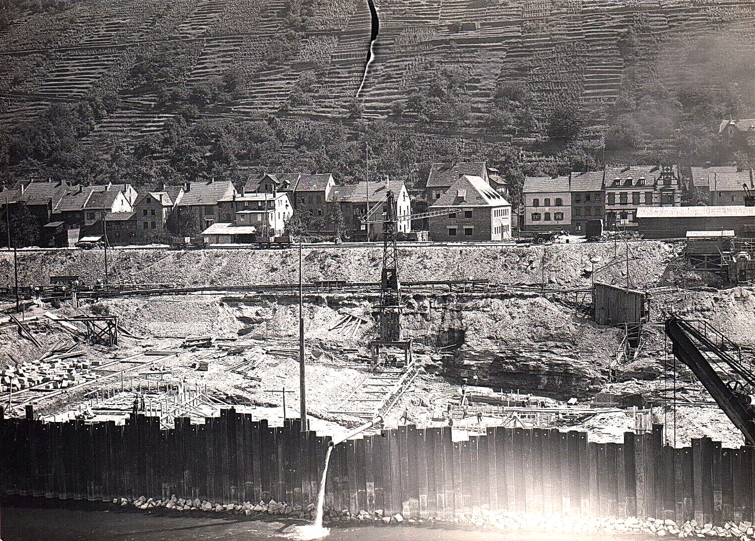 Bau der Staustufe 1929