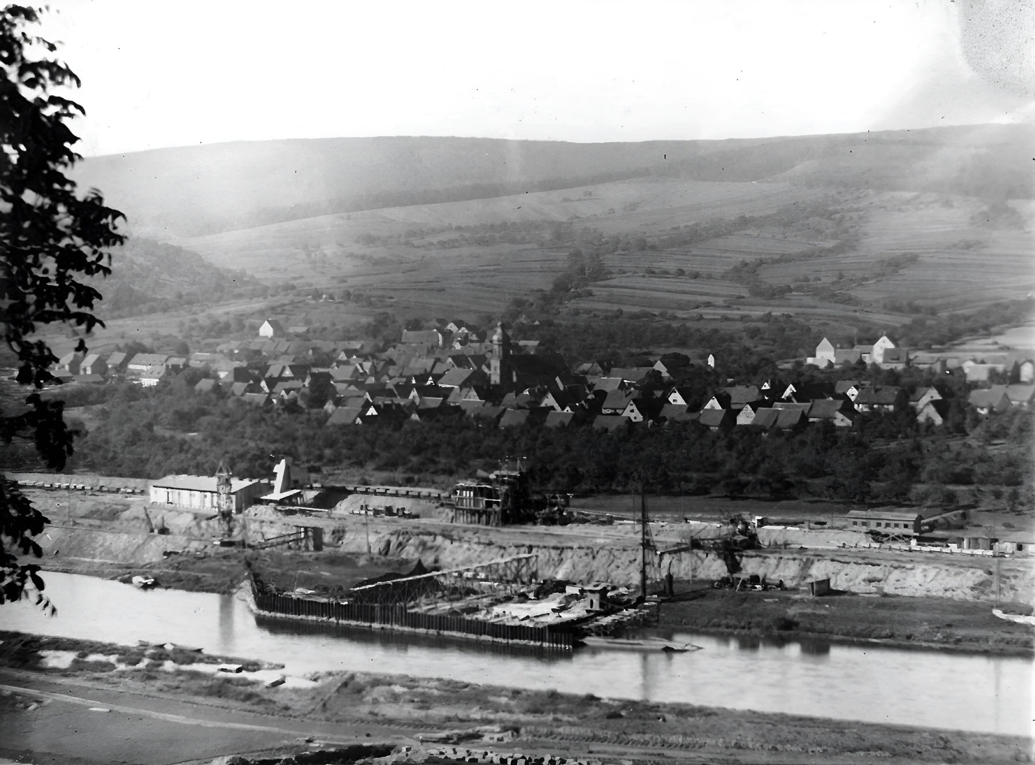 Bau der Staustufe 1928