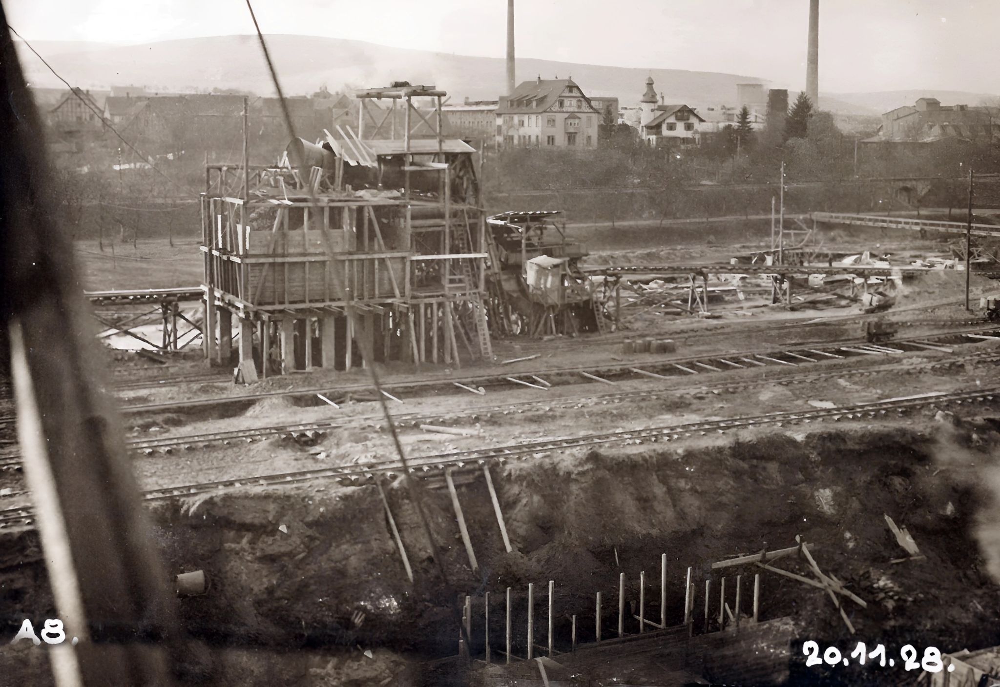 Bau der Staustufe 1928