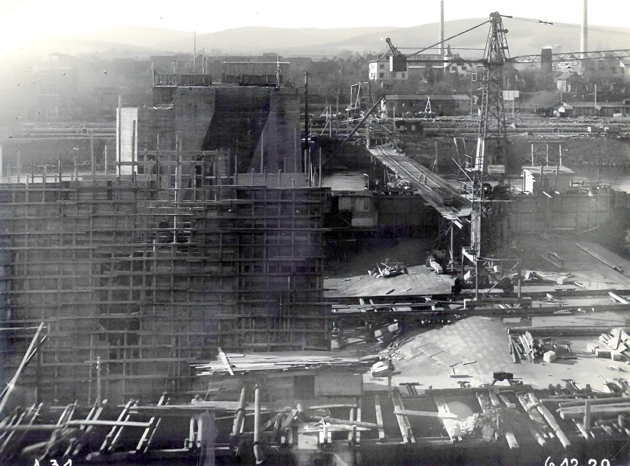 Bau der Staustufe 1929