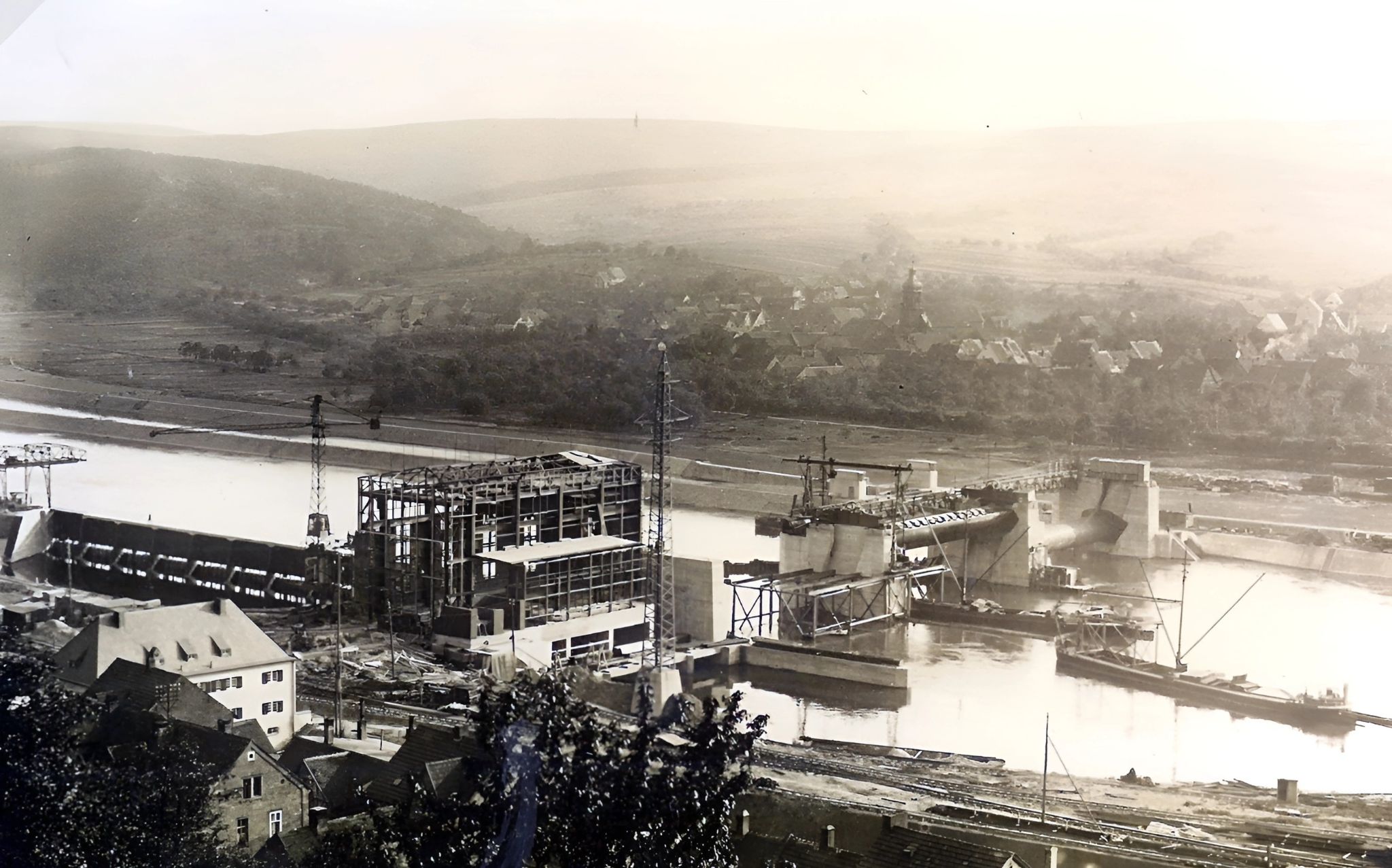 Bau der Staustufe 1929