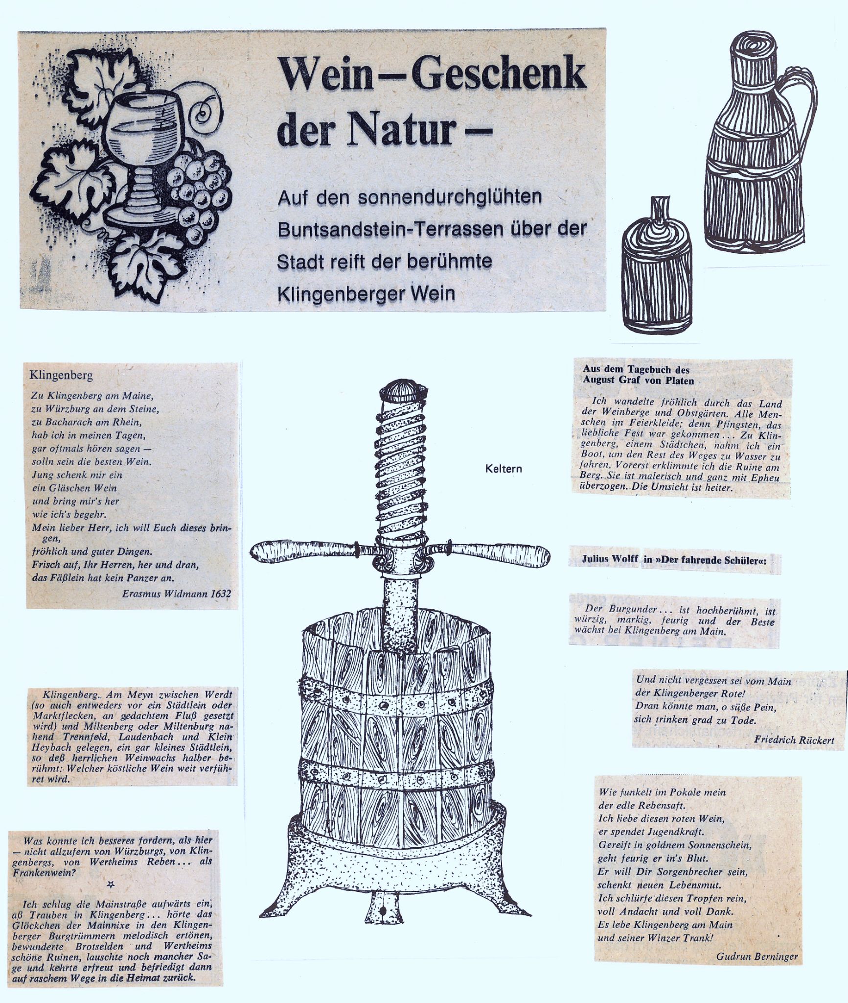 Zeitungsbericht Zitate zum Wein