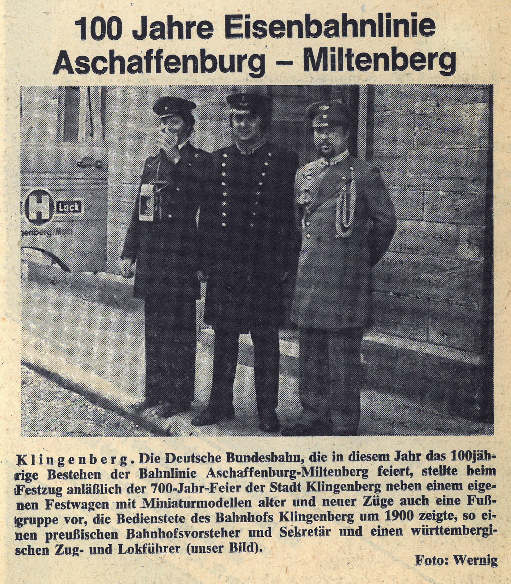 Zeitungsartikel 100 Jahre Eisenbahnlinie
