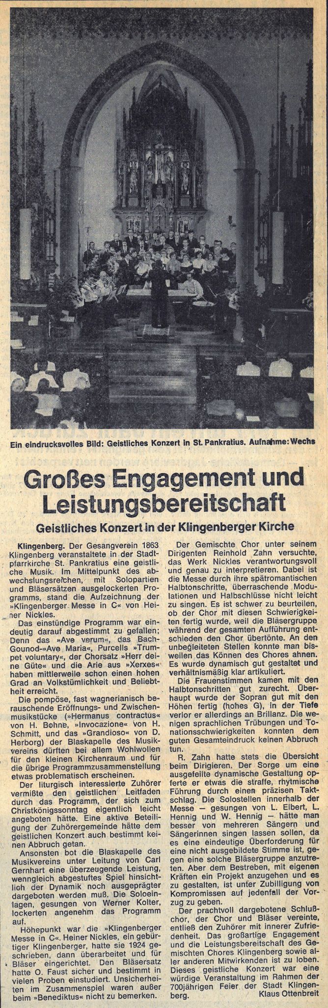 Zeitungsartikel Geistliches Konzert