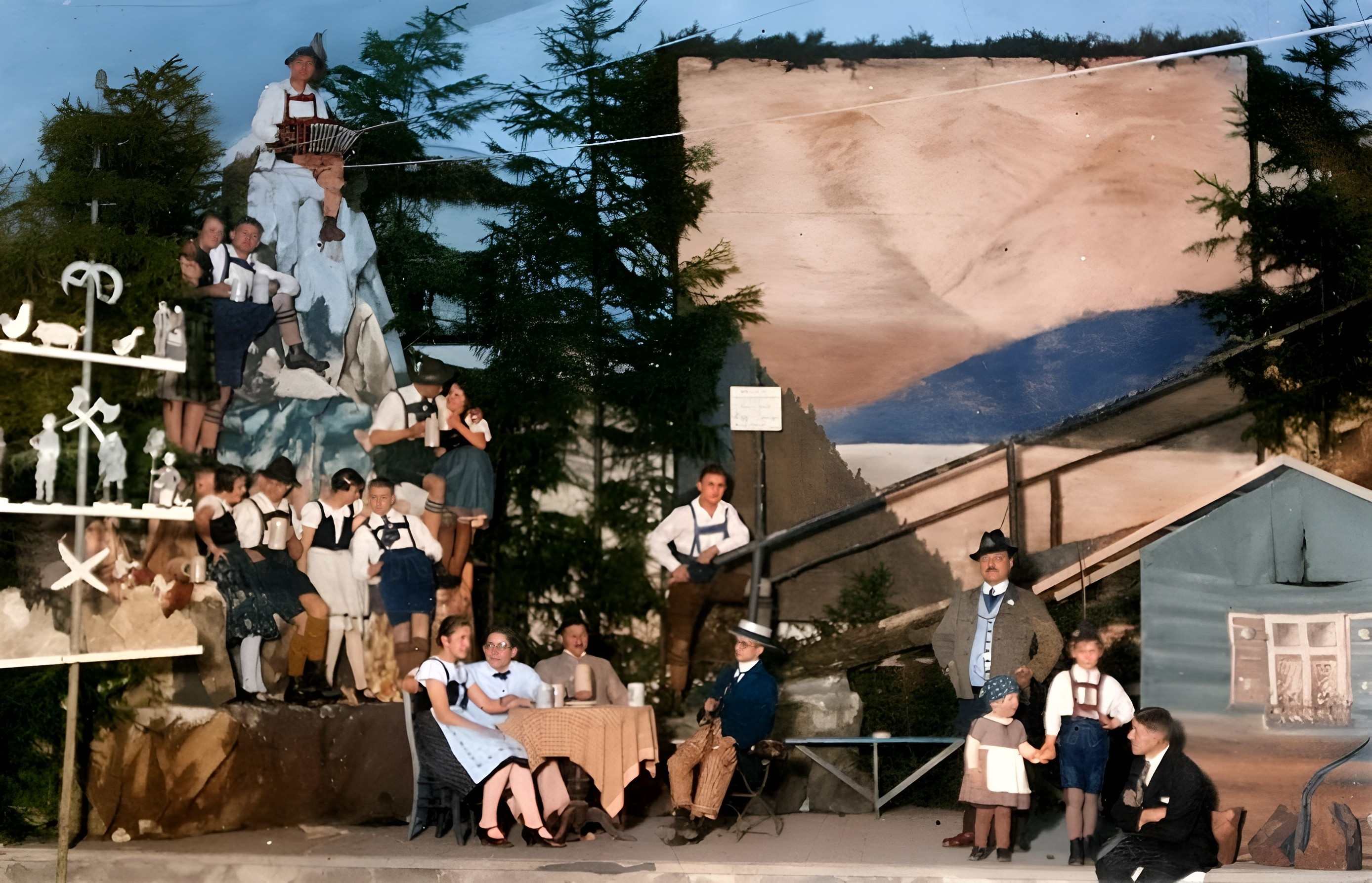 Bühnendekoration im Saalbau der Brauerei Schmitt 1927 oder 1928