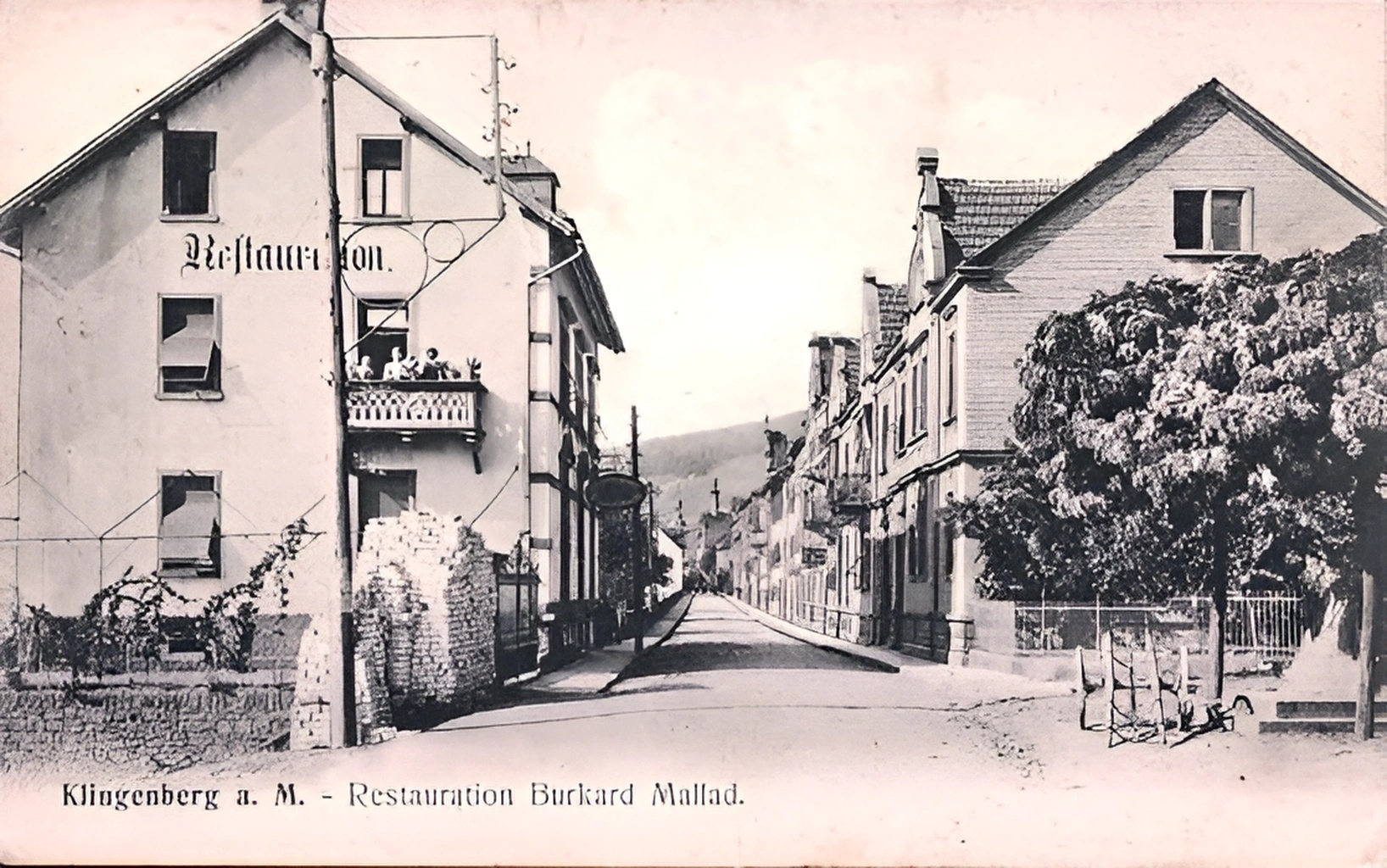 Ansichtskarte der Restauration Burkard Mallad aus dem Jahr 1909