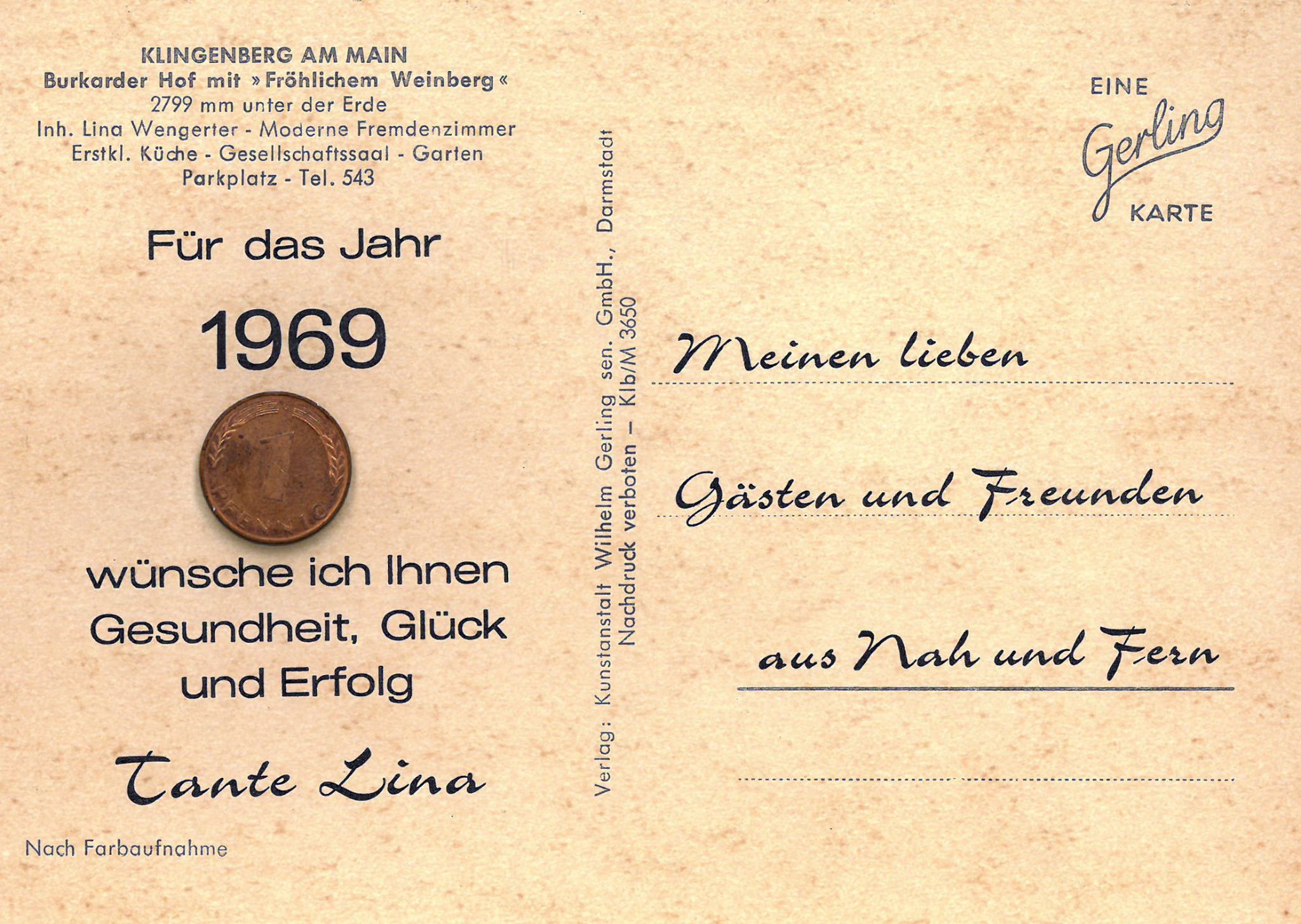 Rückseite der AK - Neujahrsgruß 1969