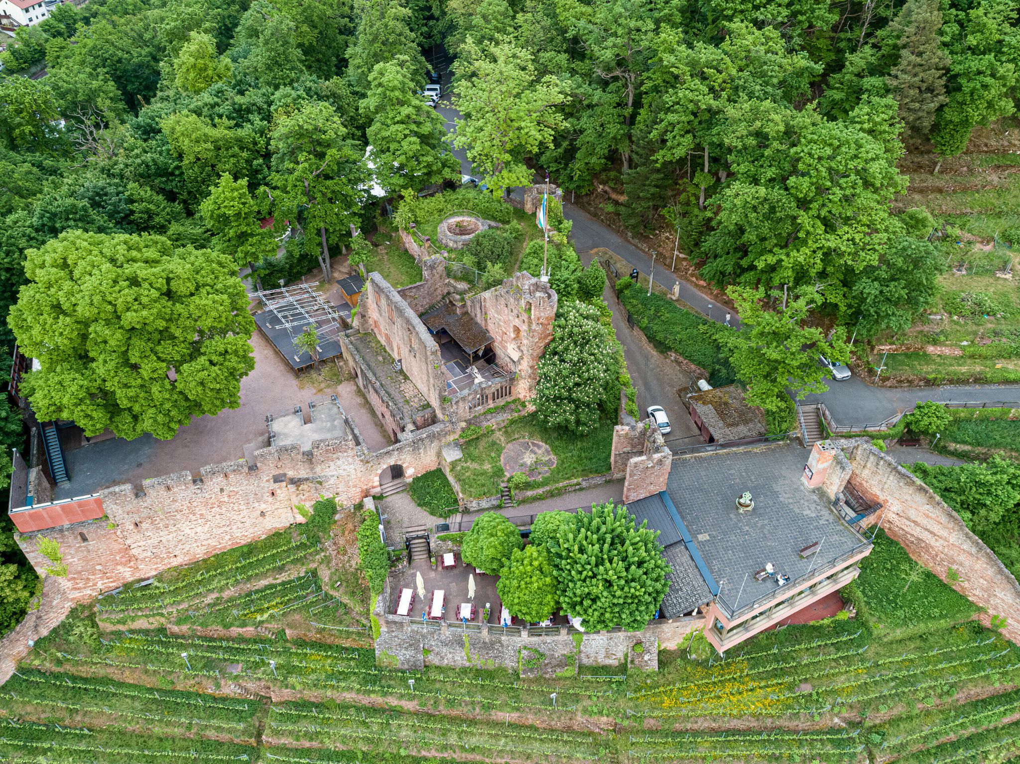 Die Clingenburg aus der Vogelperspektive