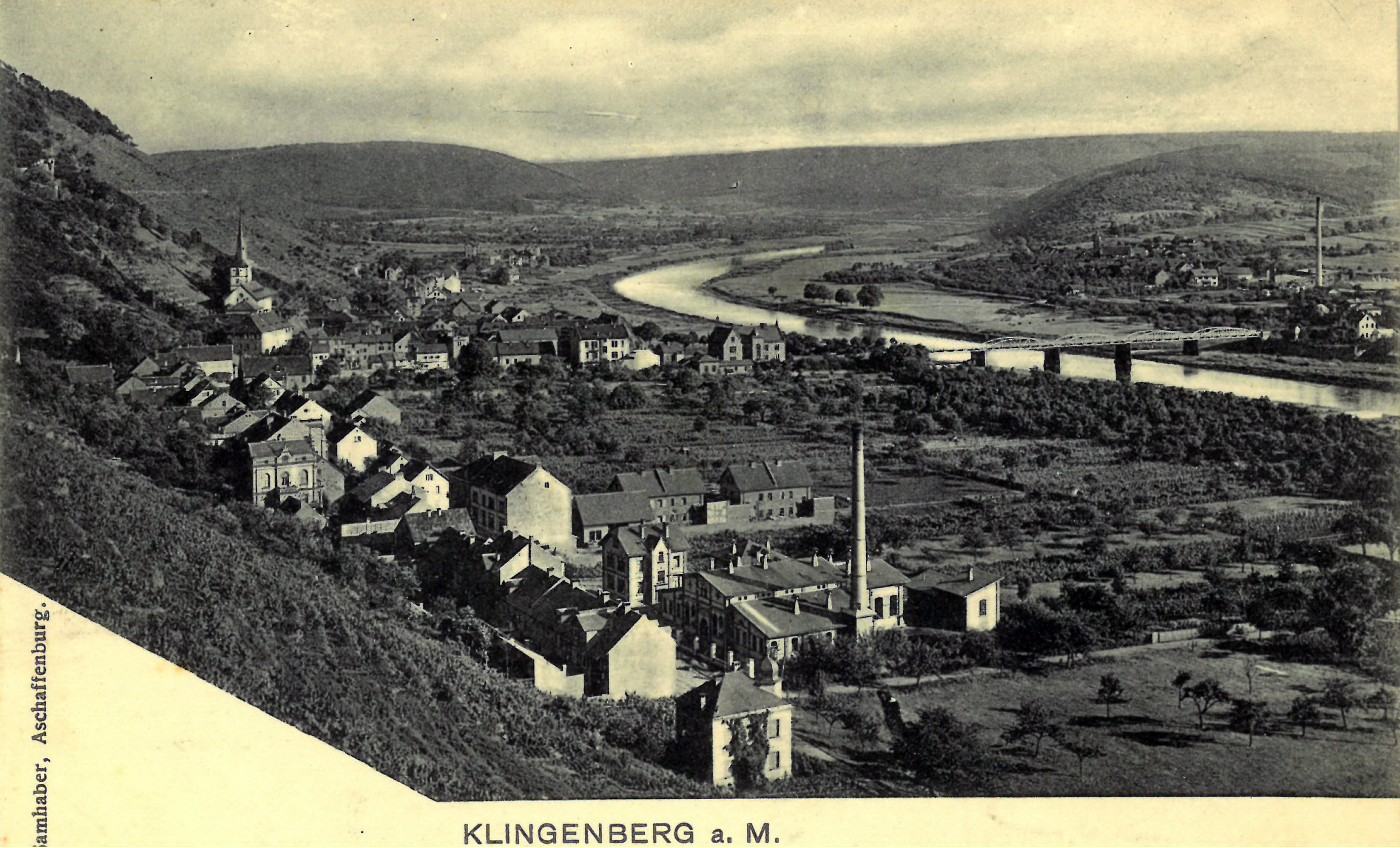 Ansichtskarte, Stadtansicht mit Elektrizitätswerk