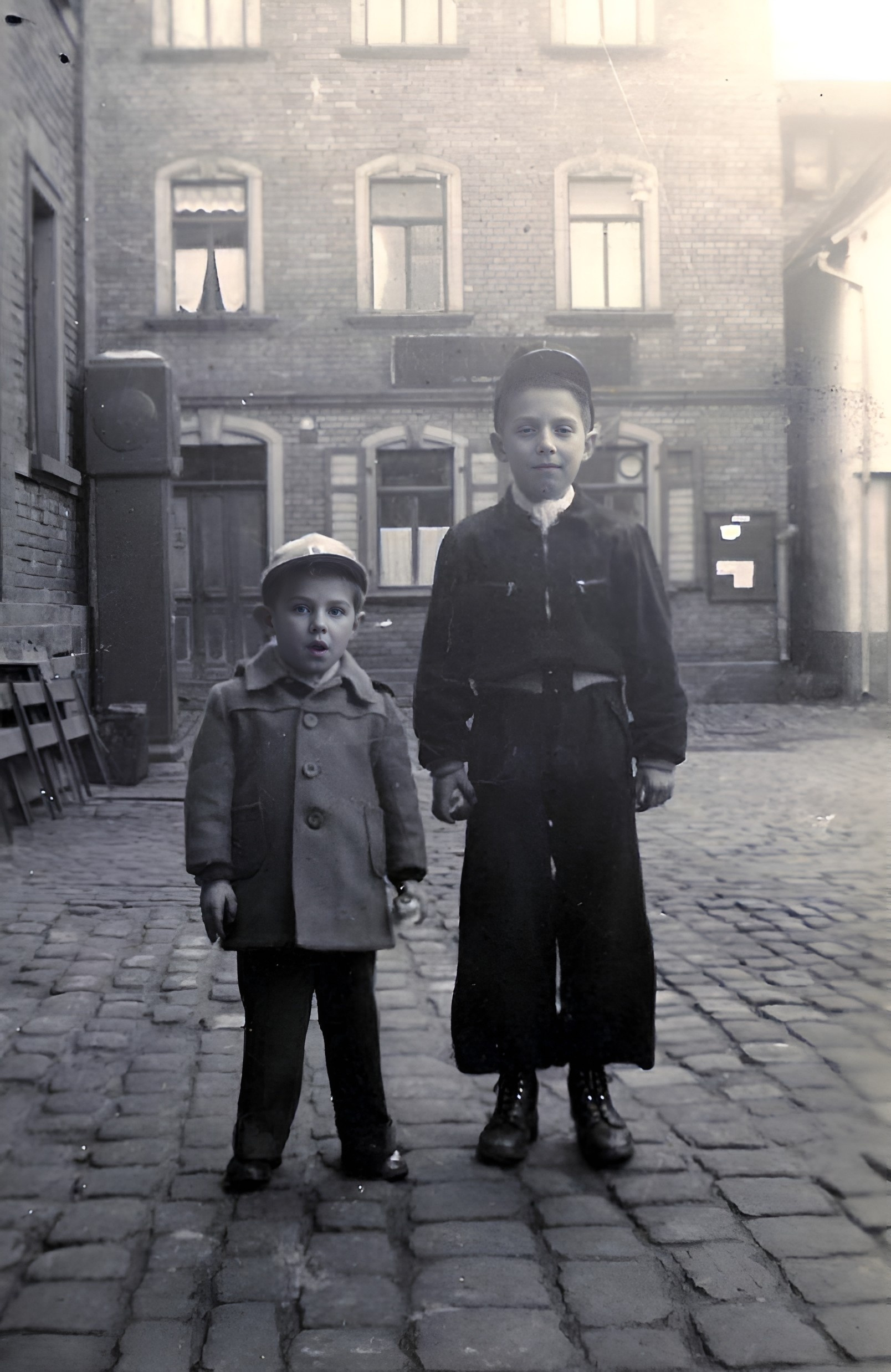 In der Mainstraße vor dem Gasthaus "Goldenes Kreuz" im Jahr 1951