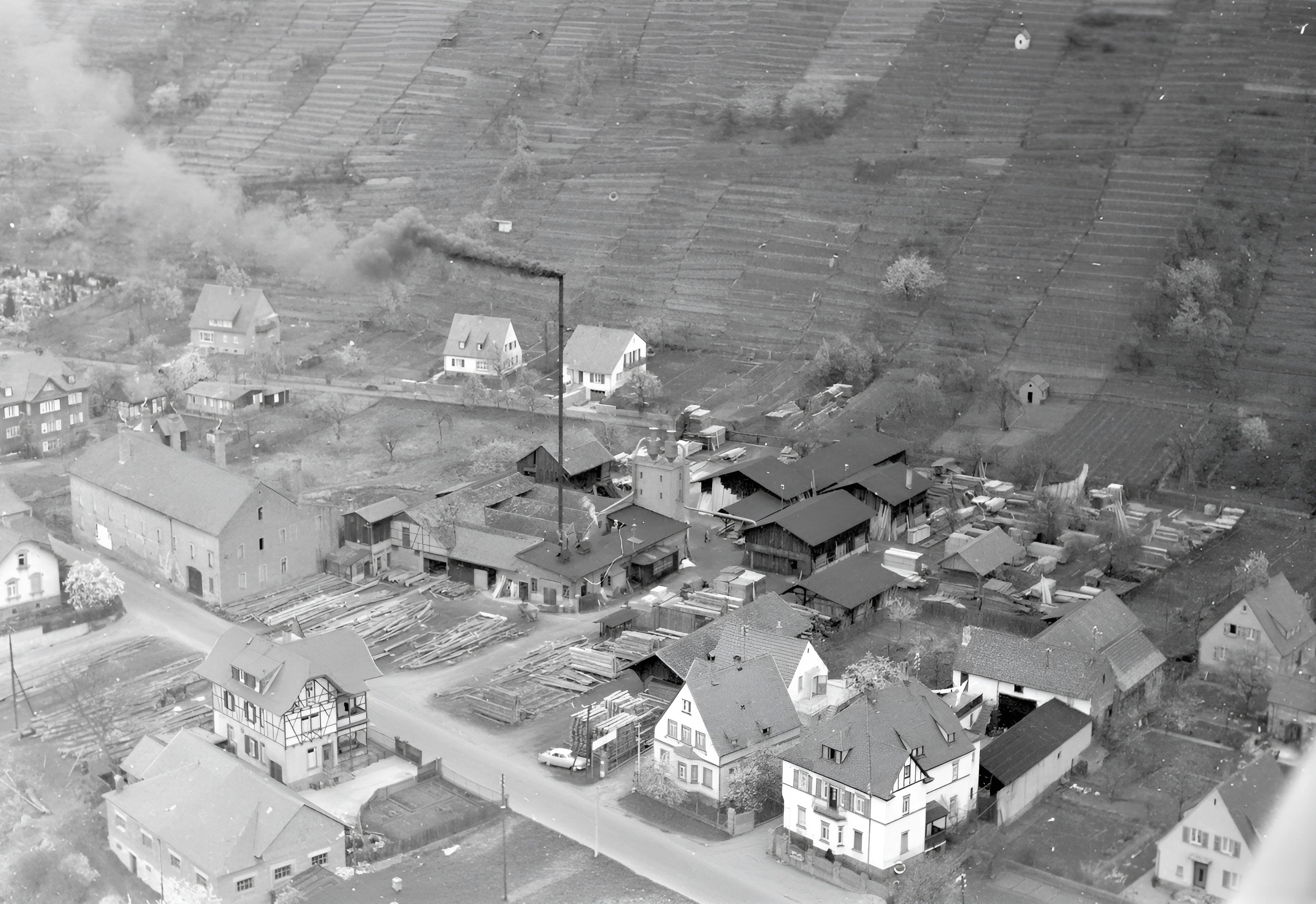 Luftbild des Sägewerkes Ühlein