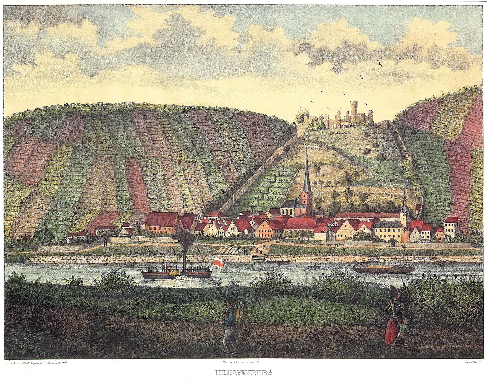 Farblithographie von Göß, 1842