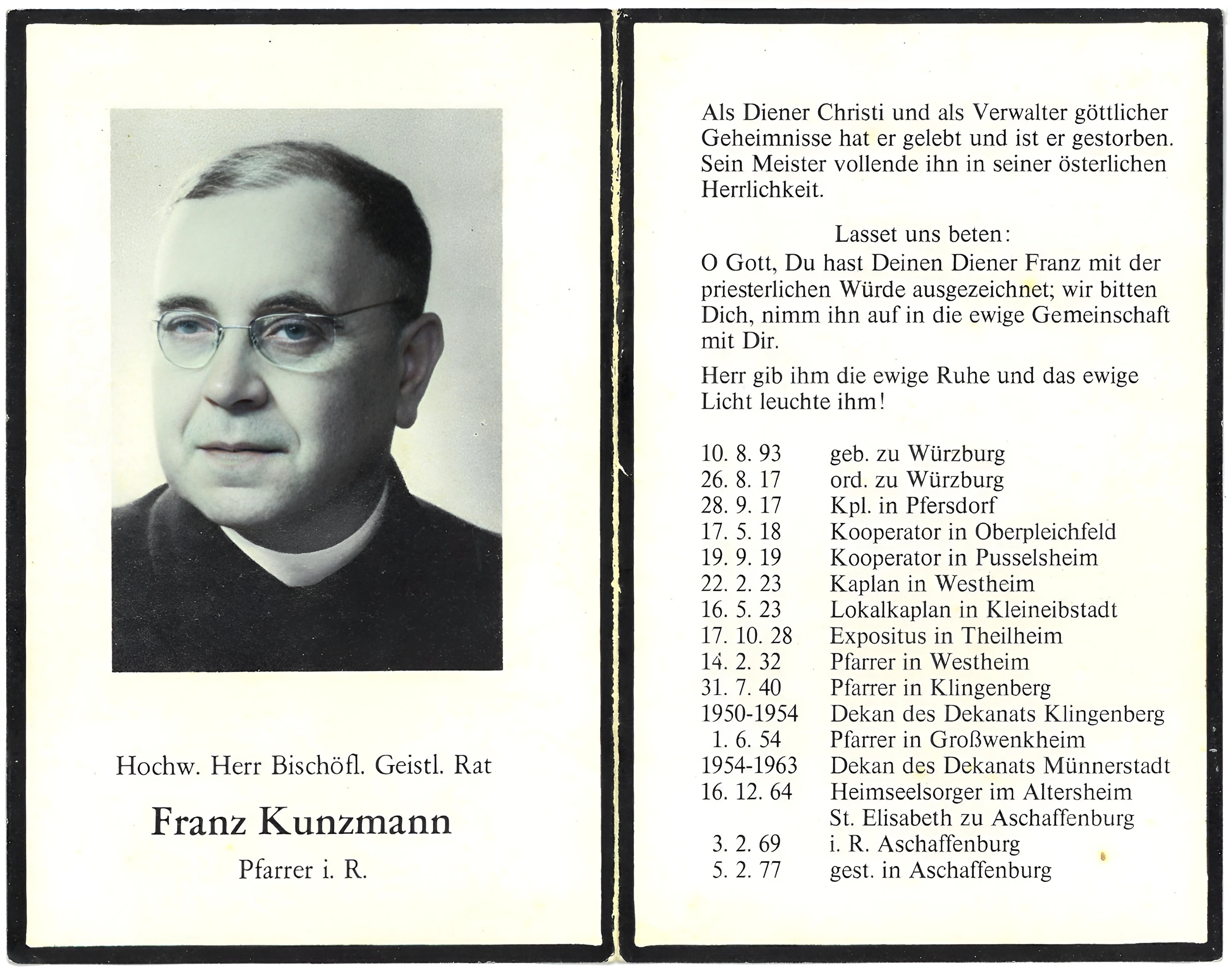 Andenken an Franz Kunzmann