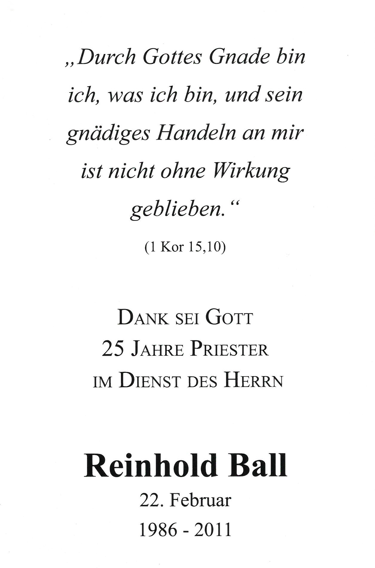 25. Priesterjubiläum Reinhold Ball