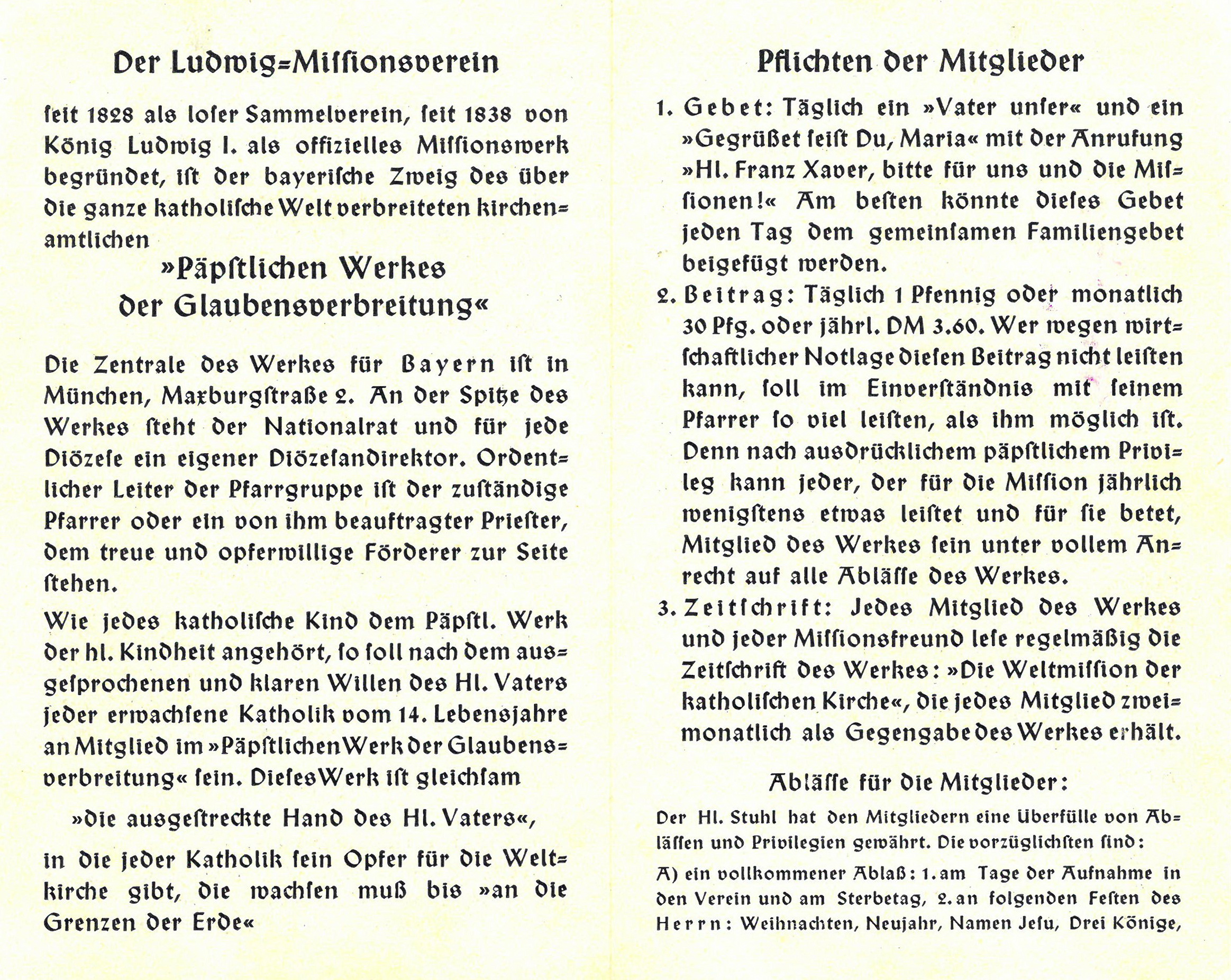 Aufnahmeschein in den Ludwig Missionsverein 1959