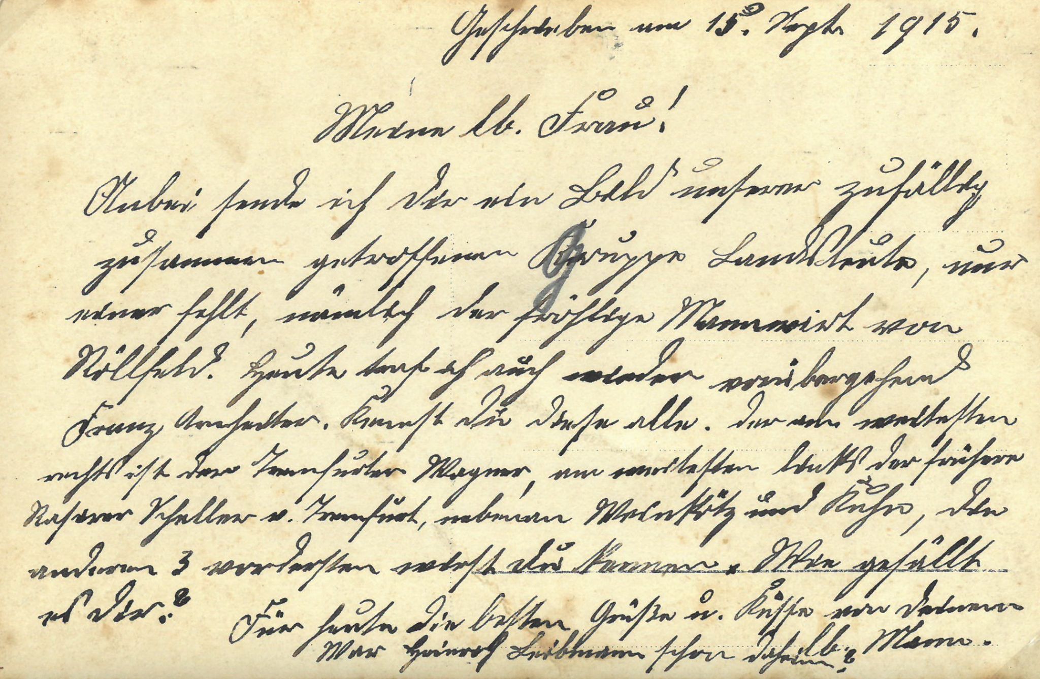 Gruppenfoto aus dem ersten Weltkrieg (Rückseite)