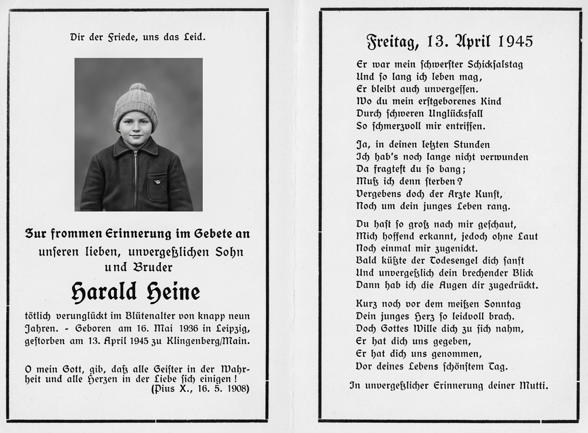 Andenkenbildchen für Harald Heine