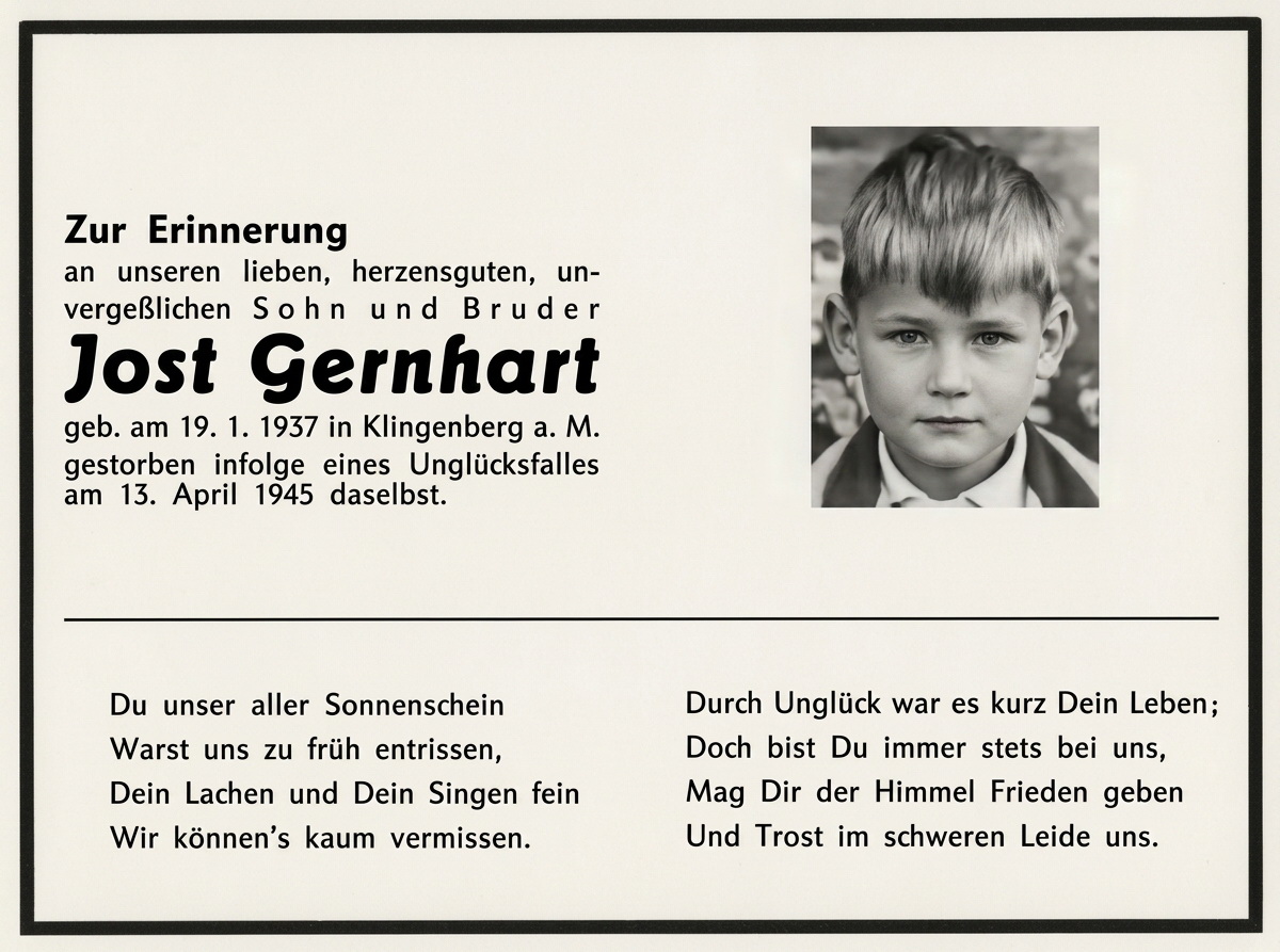 Andenkenbildchen für Jost Gernhart