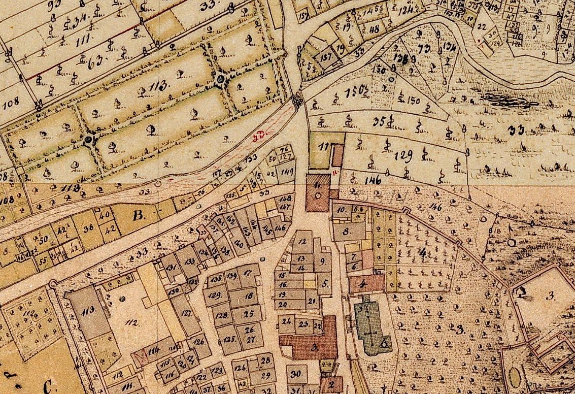 Ausschnitt aus der historischen topographischen Karte zu Beginn des 19. Jahrhunderts