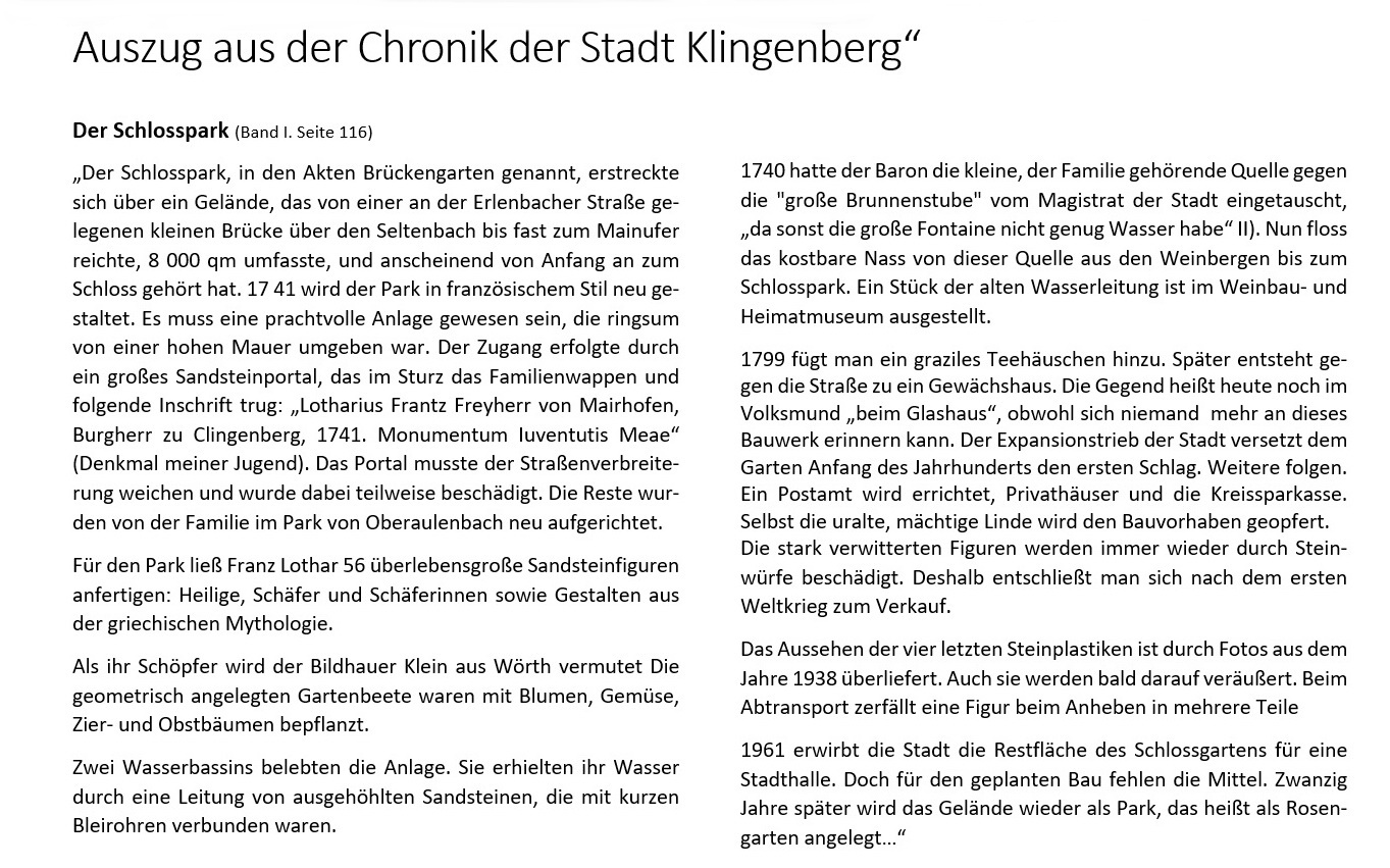Auszug aus der Chronik der Stadt Klingenberg a.Main