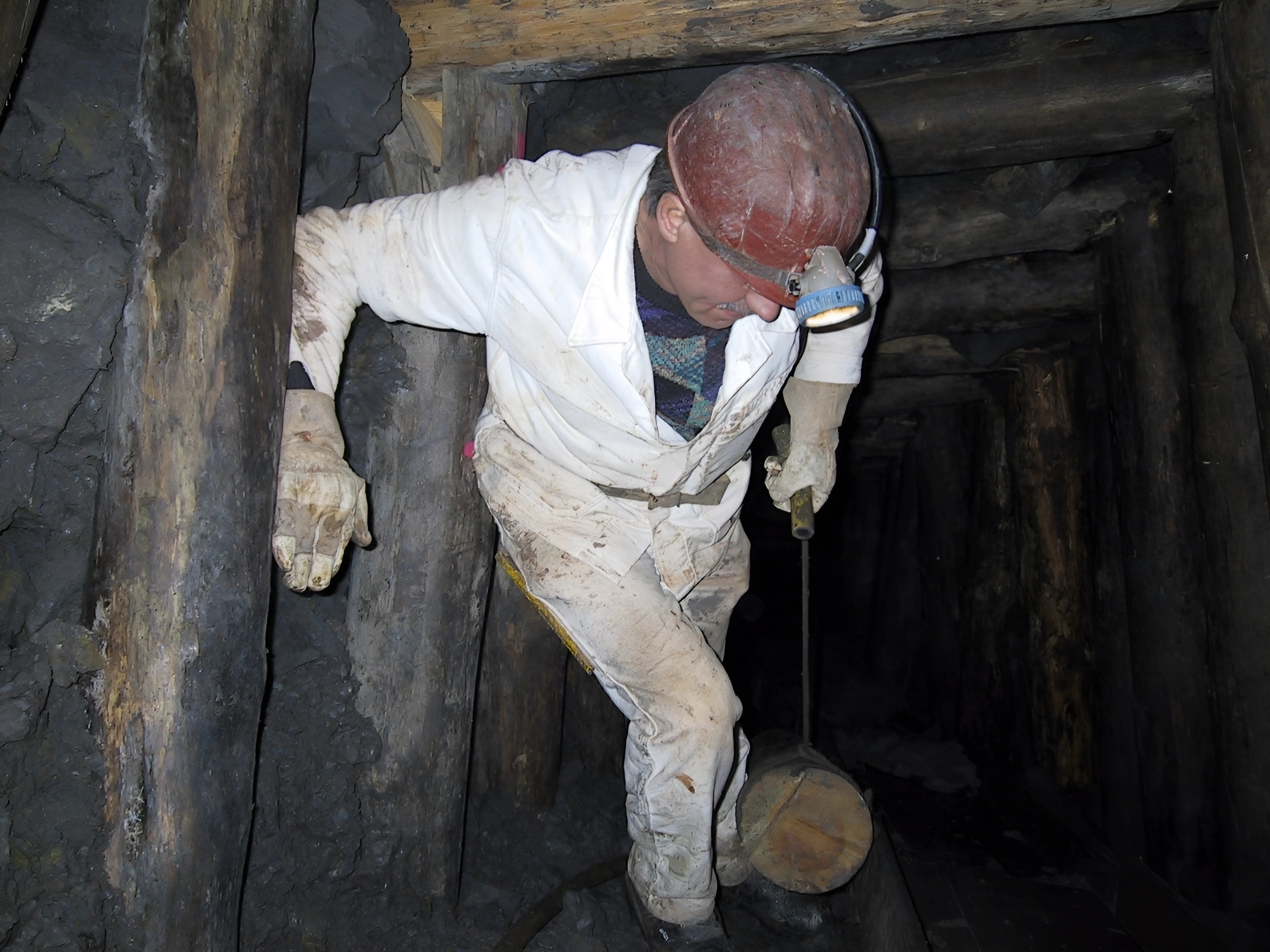 Ziehen eines Holzpfahles