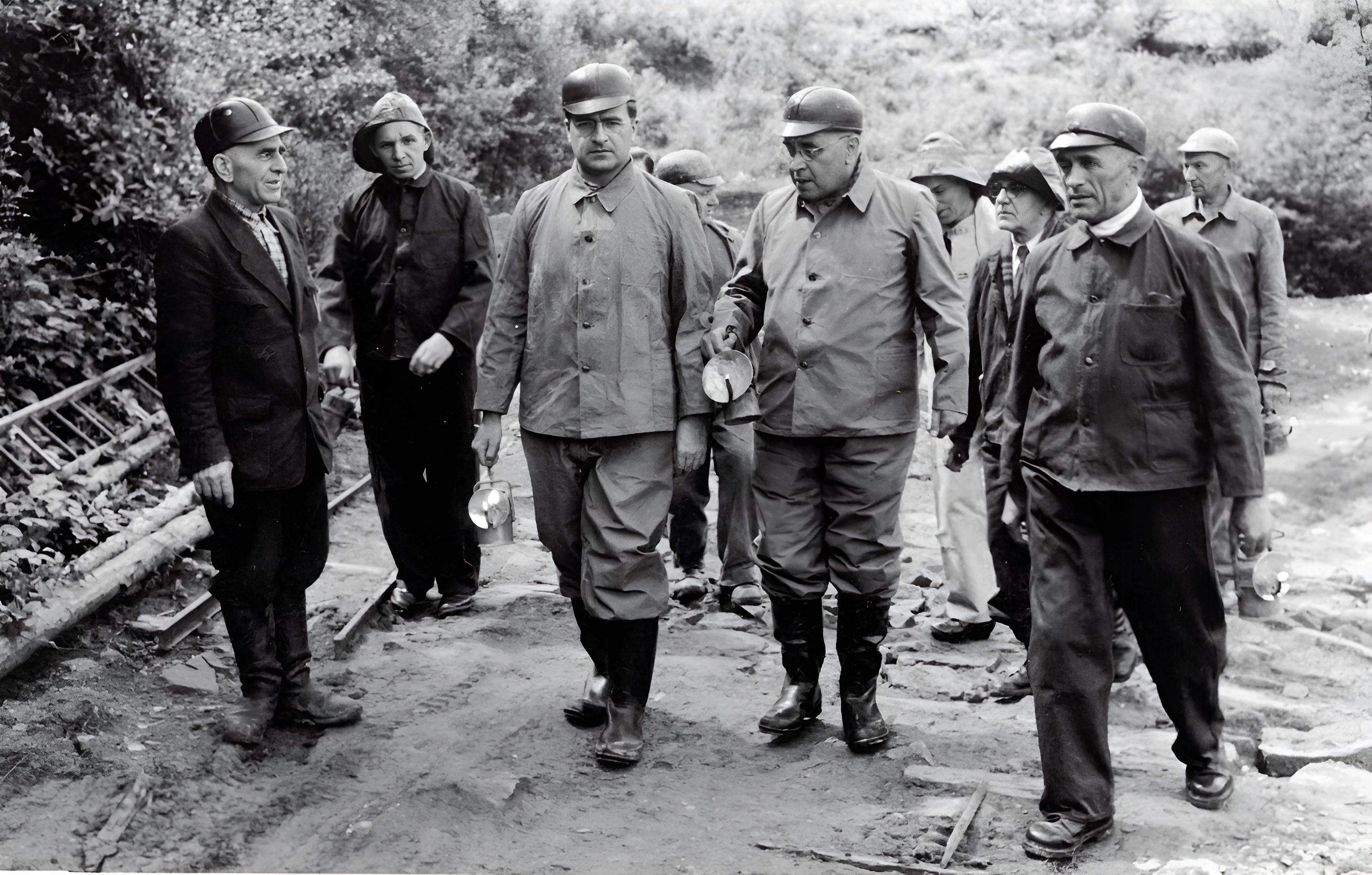 Bischof Julius Döpfner auf dem Weg zum Stolleneingang