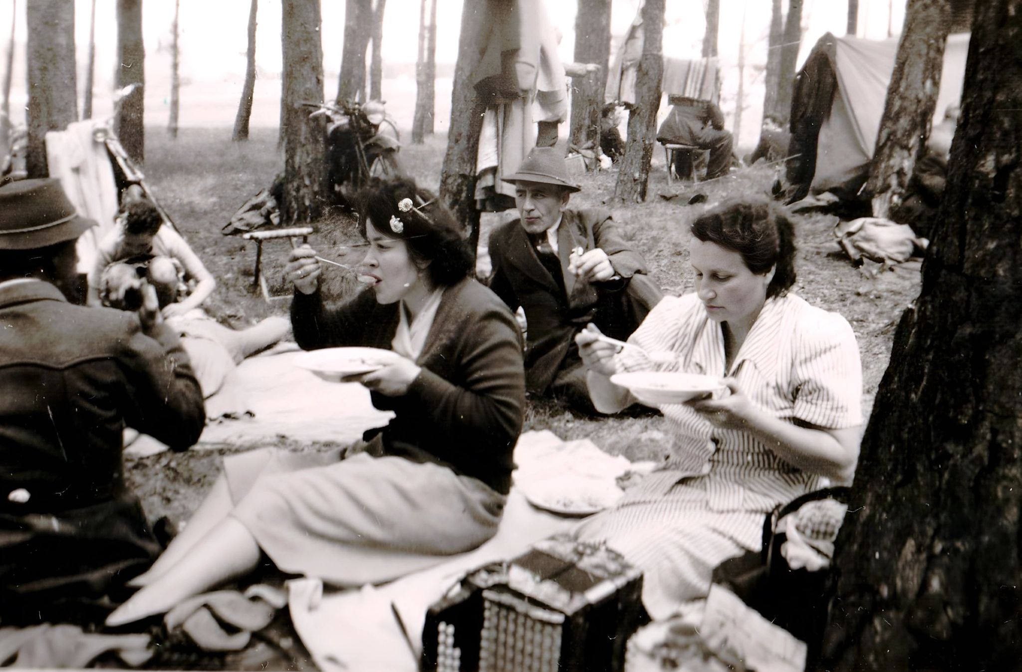 Waldpicknick beim Angelsportverein Klingenberg in Bürgstadt 1955