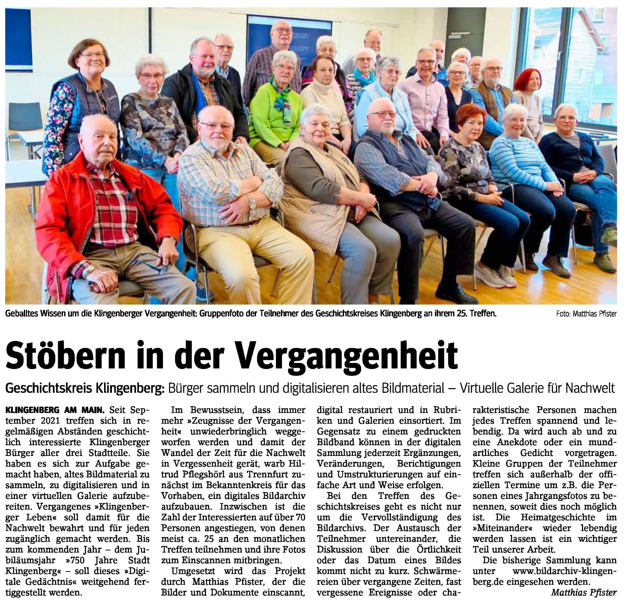 Zeitungsbericht zum 25. Treffen des Klingenberger Geschichtskreises