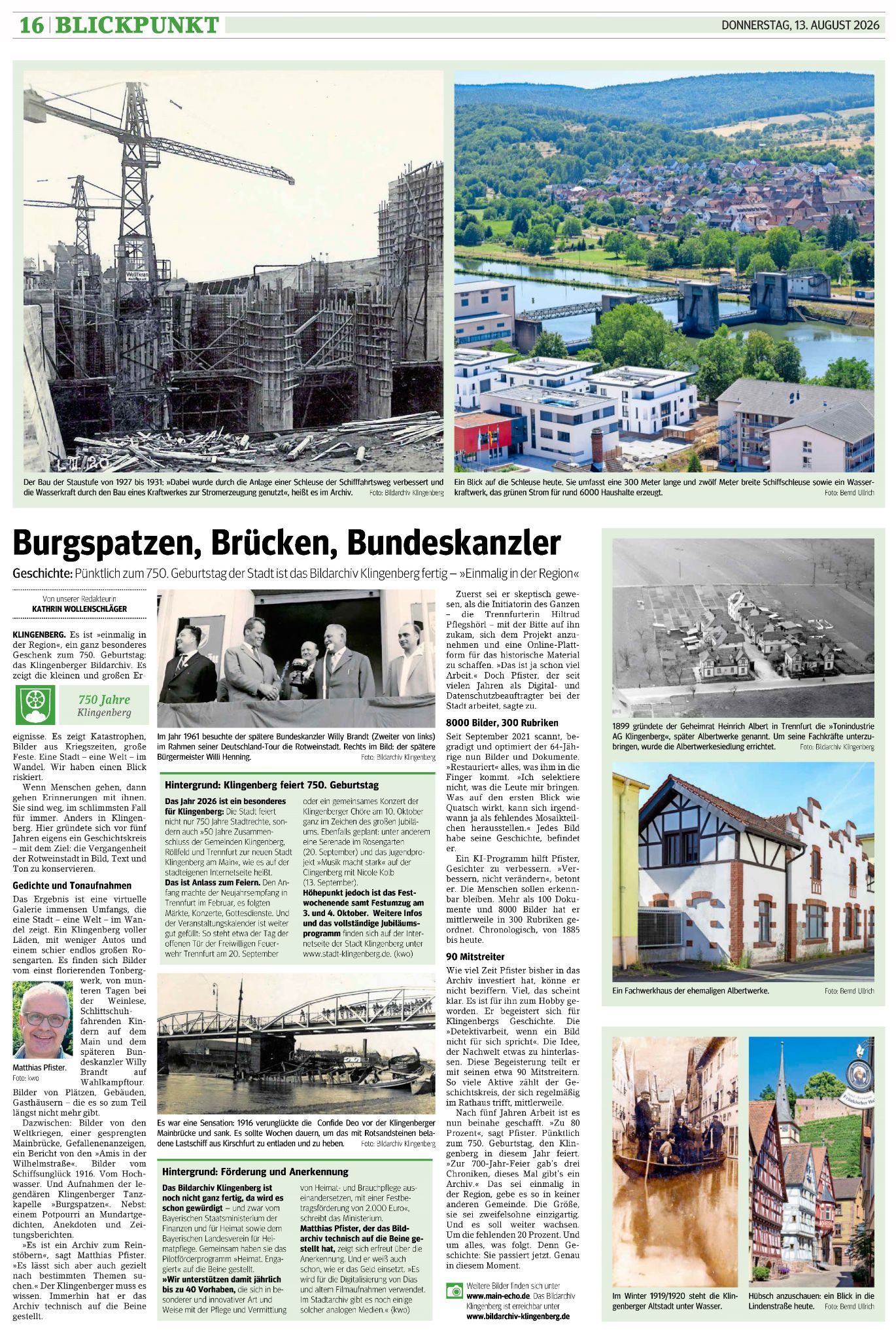 Zeitungsbericht zum Bildarchiv Klingenberg