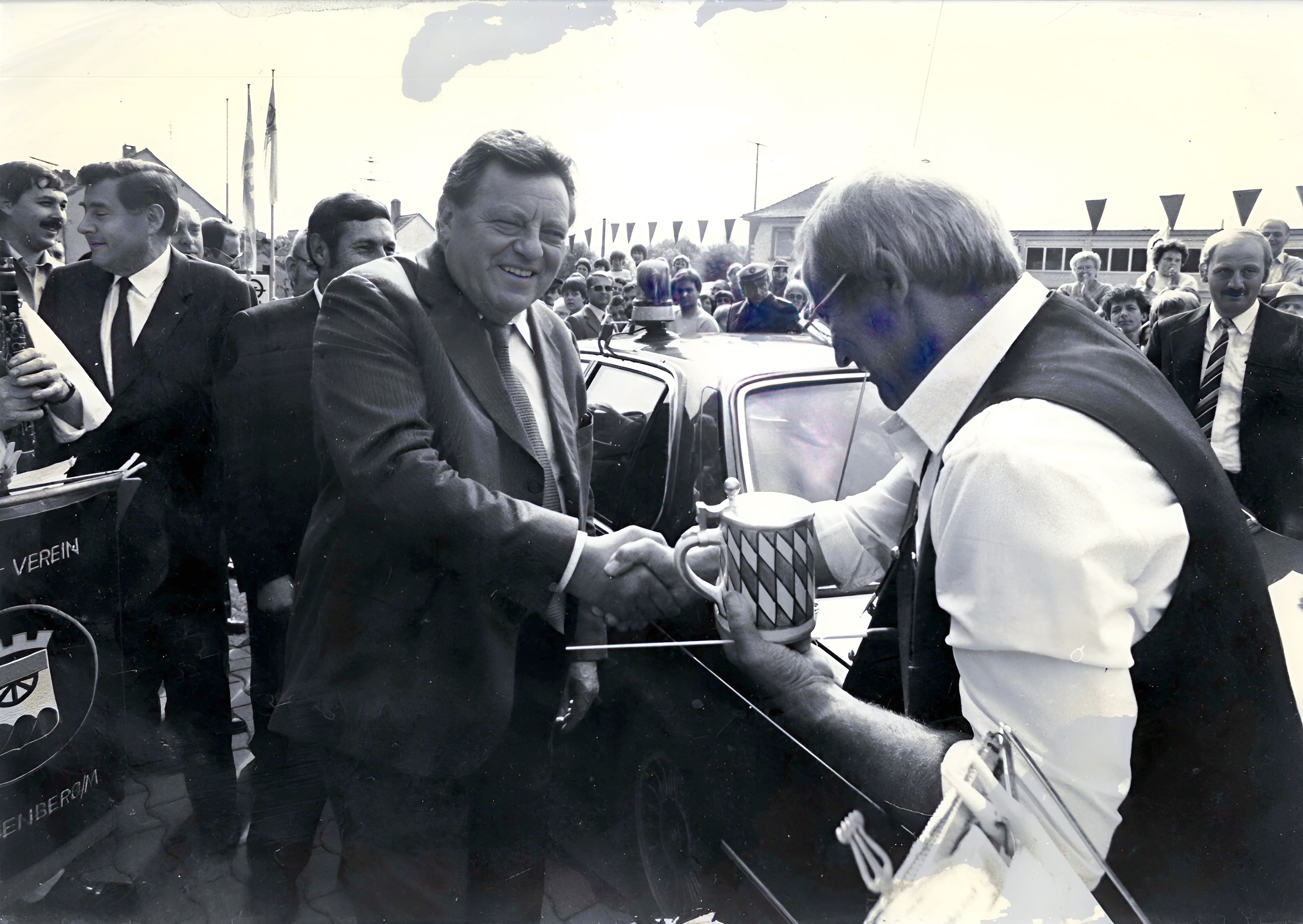 Besuch des Bayerischen Ministerpräsidenten Franz-Josef Strauß 1982