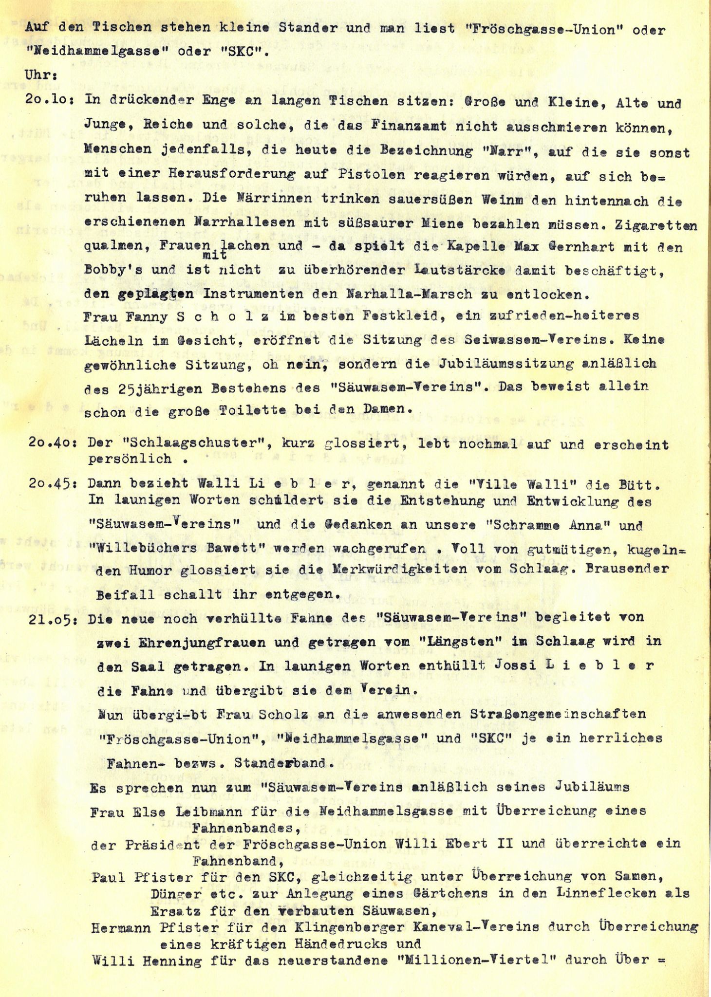 Protokoll der Faschingssitzung 1951