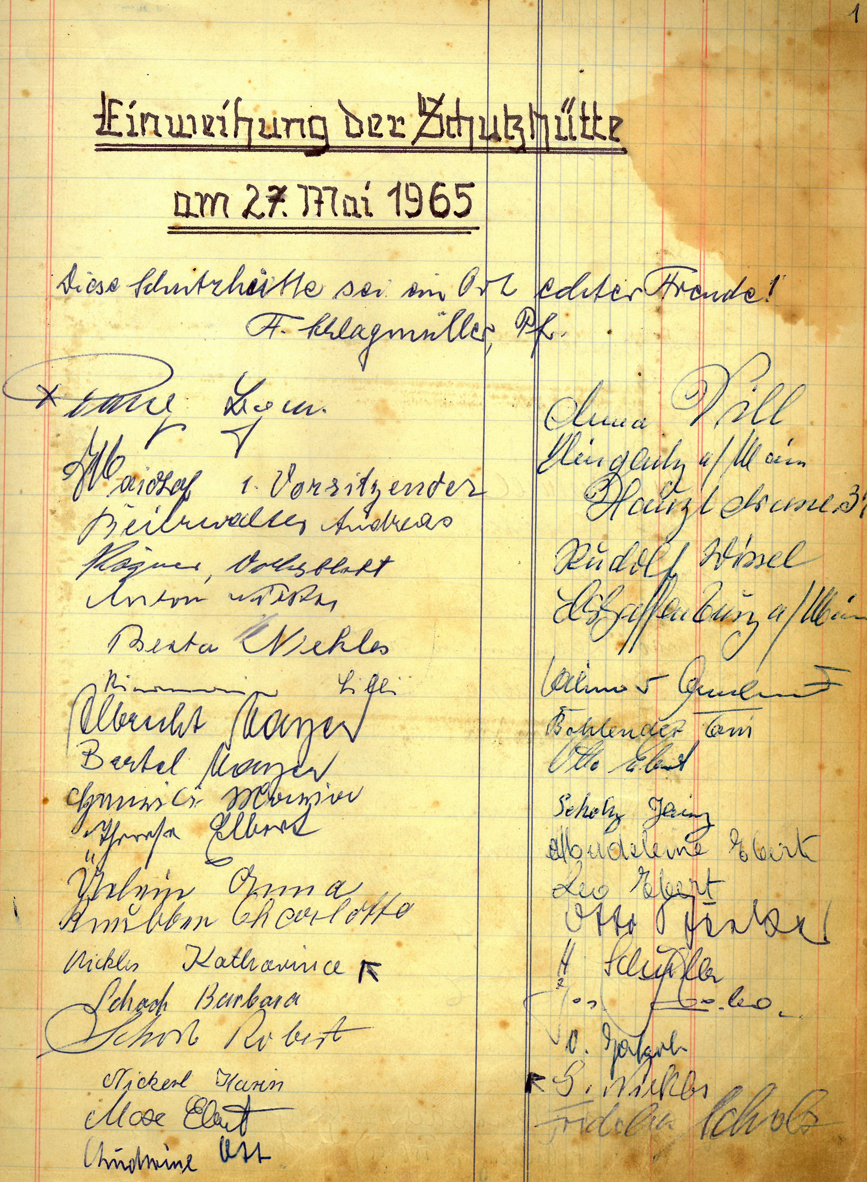 Aus dem Hüttenbuch Seite 1