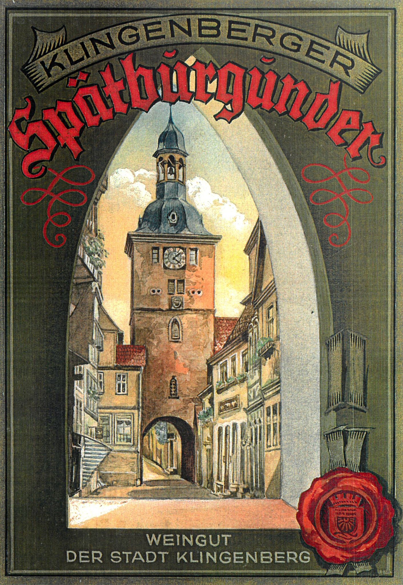 Weinetikett des Weinguts der Stadt Klingenberg