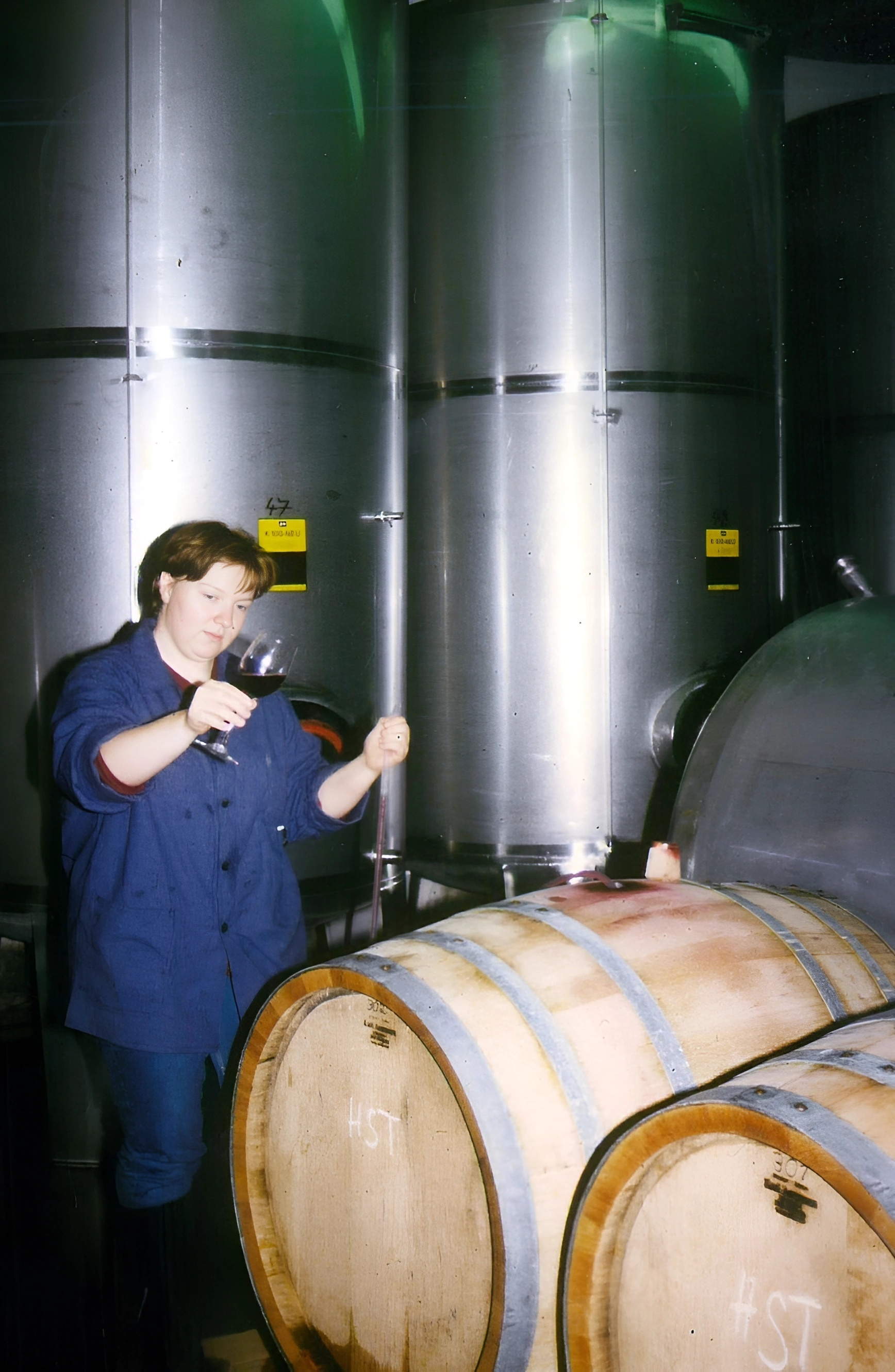 Anja Stritzinger im Weinkeller 2002