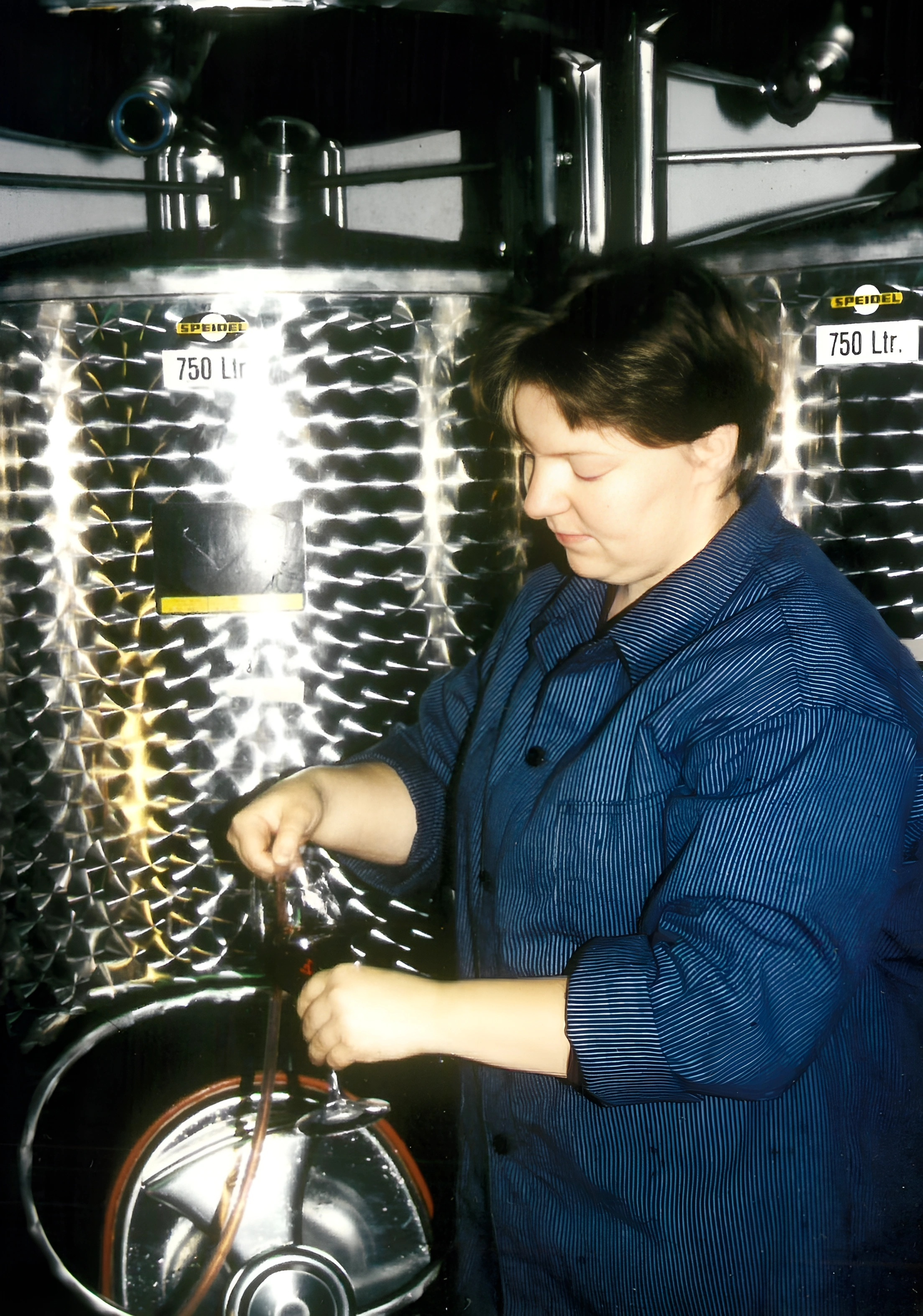 Anja Stritzinger im Weinkeller 2002