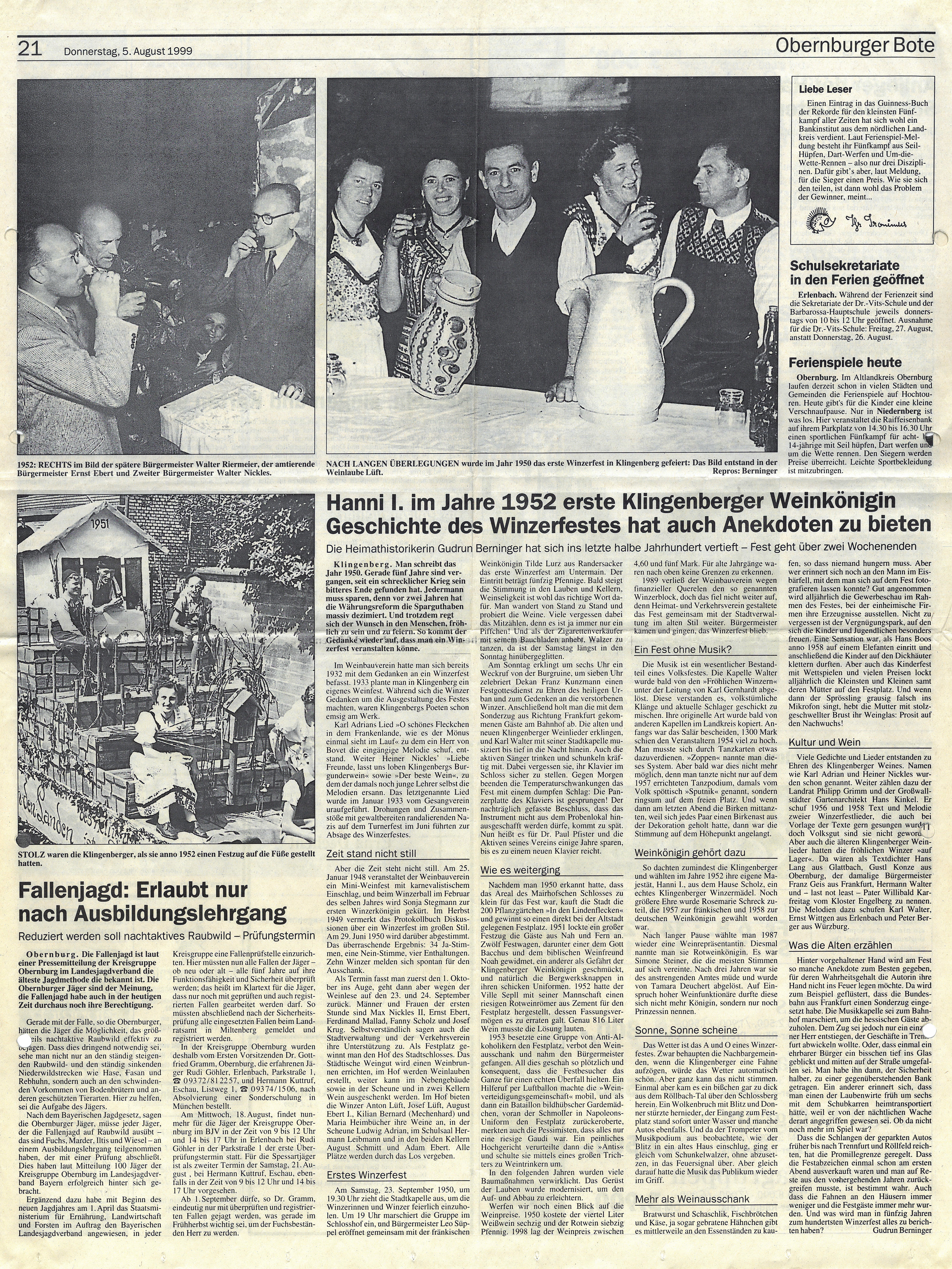 Zeitungsbericht von 1999