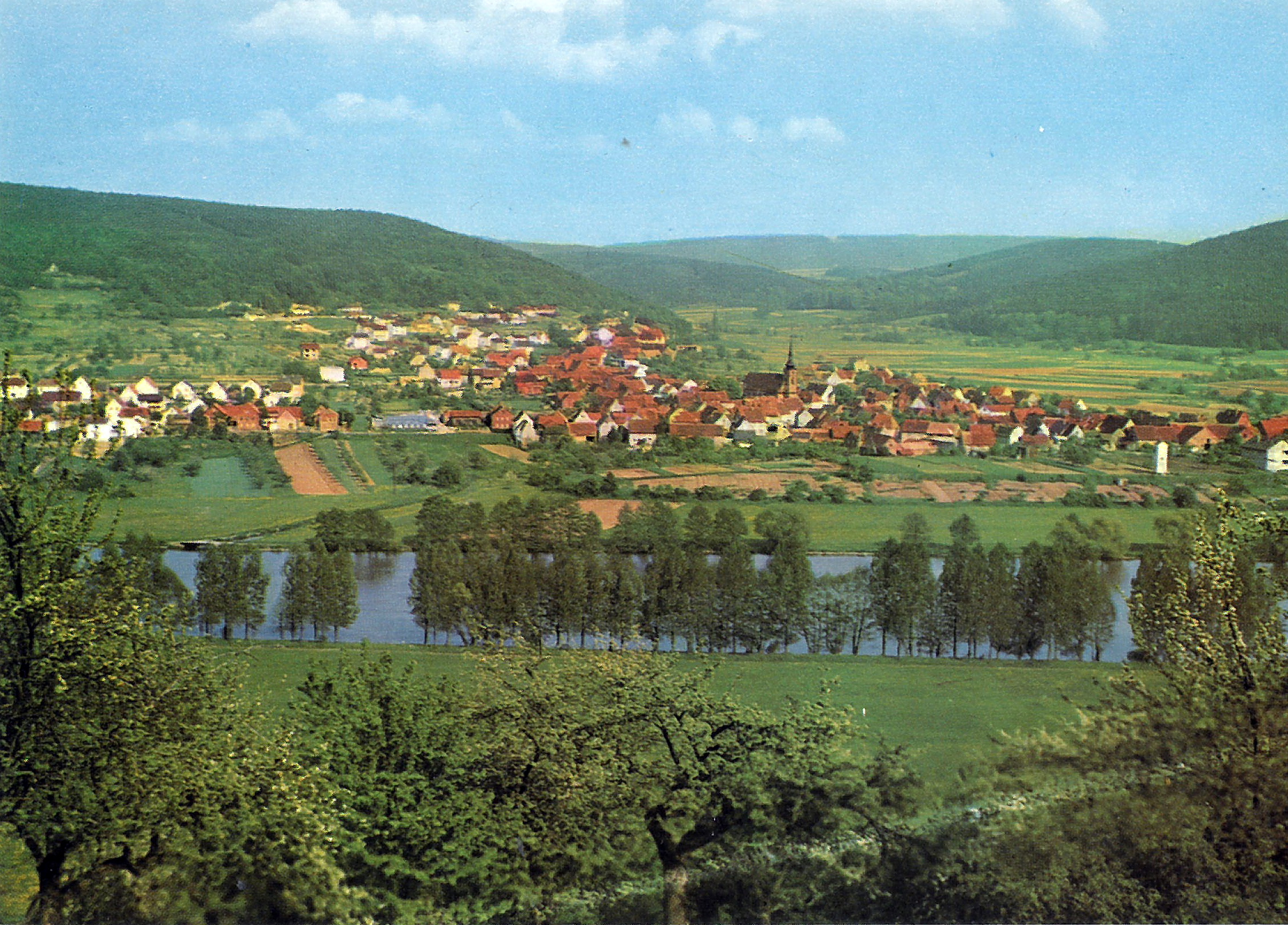 Ansichtskarte Röllfeld Gesamtansicht von Westen um 1960