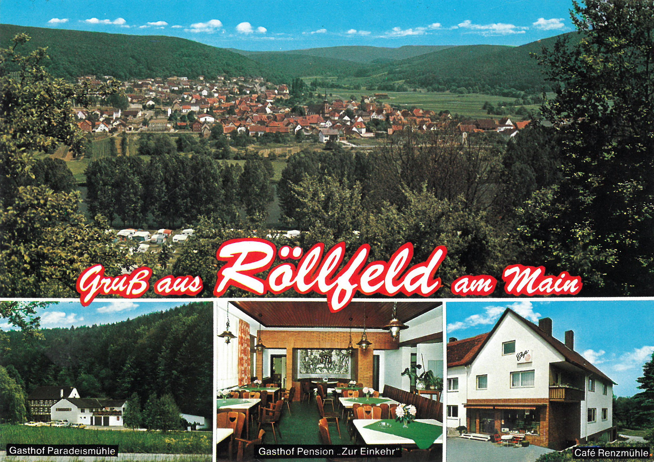 Ansichtskarte 1975 Gesamtansicht mit Gaststätten