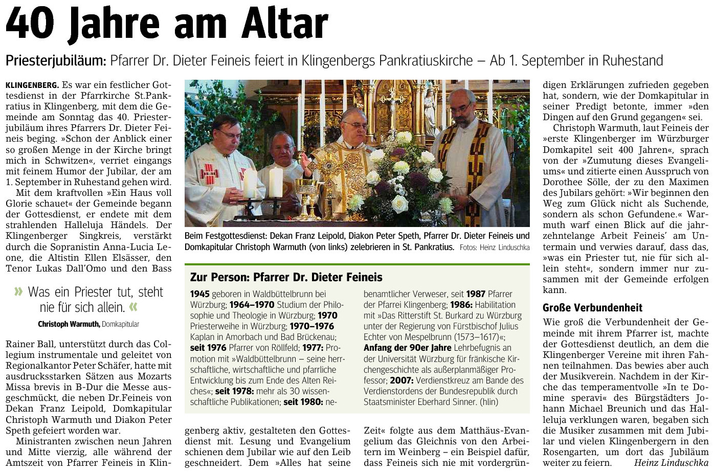 Priesterjubiläum - 40 Jahre Pfarrer Dieter Feineis