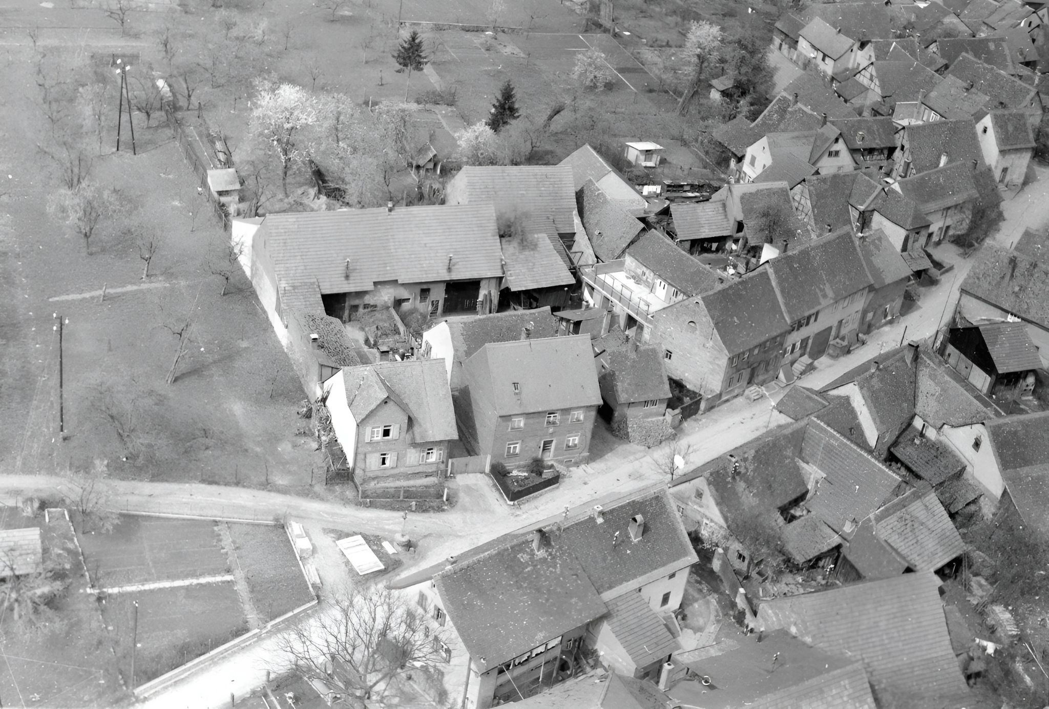 Luftaufnahme die Ankergasse an der Ortsgrenze